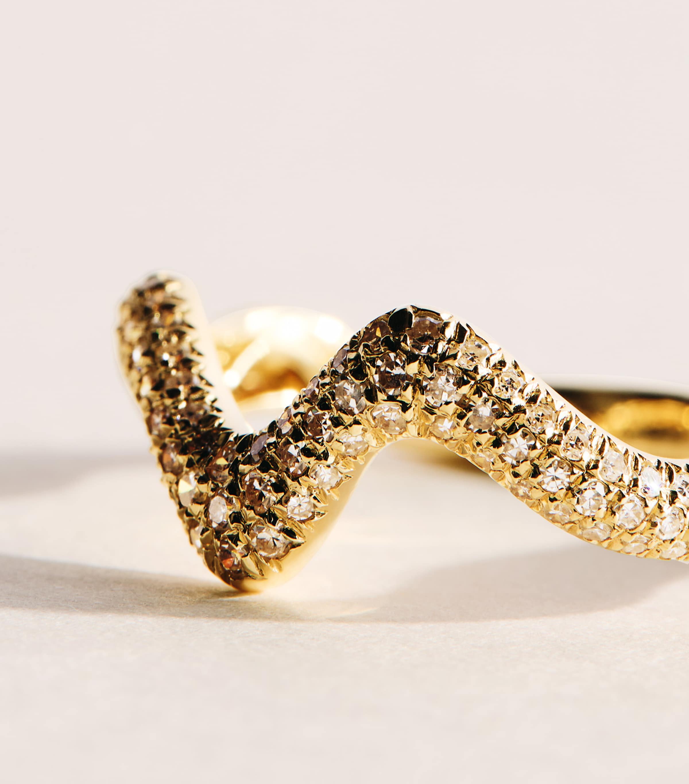 SHAY Yellow Gold and Diamond Wave Ring Yellow Gold Image 5