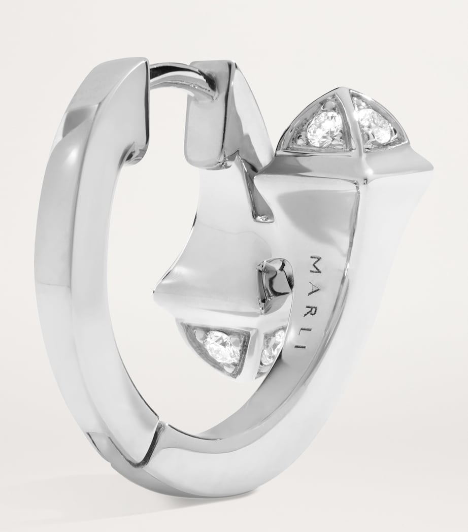 White Gold and Diamond Cleo Huggie Earrings WHITE GOLD Image 3