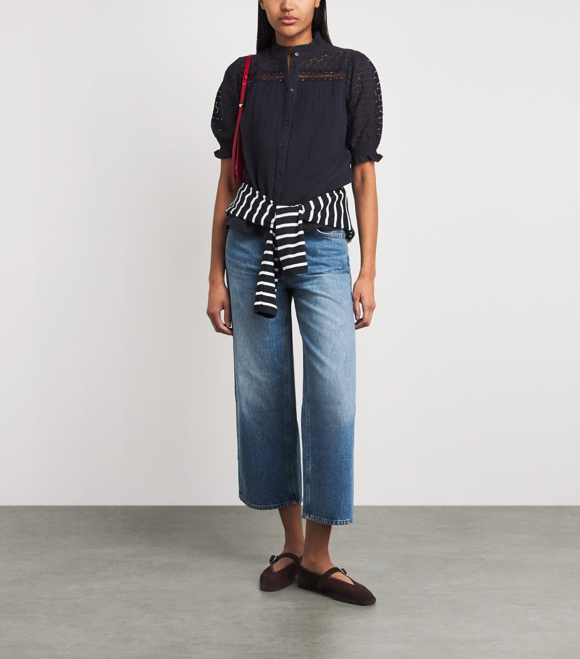 ME+EM Womens Cotton Cheesecloth Blouse Navy Image 2