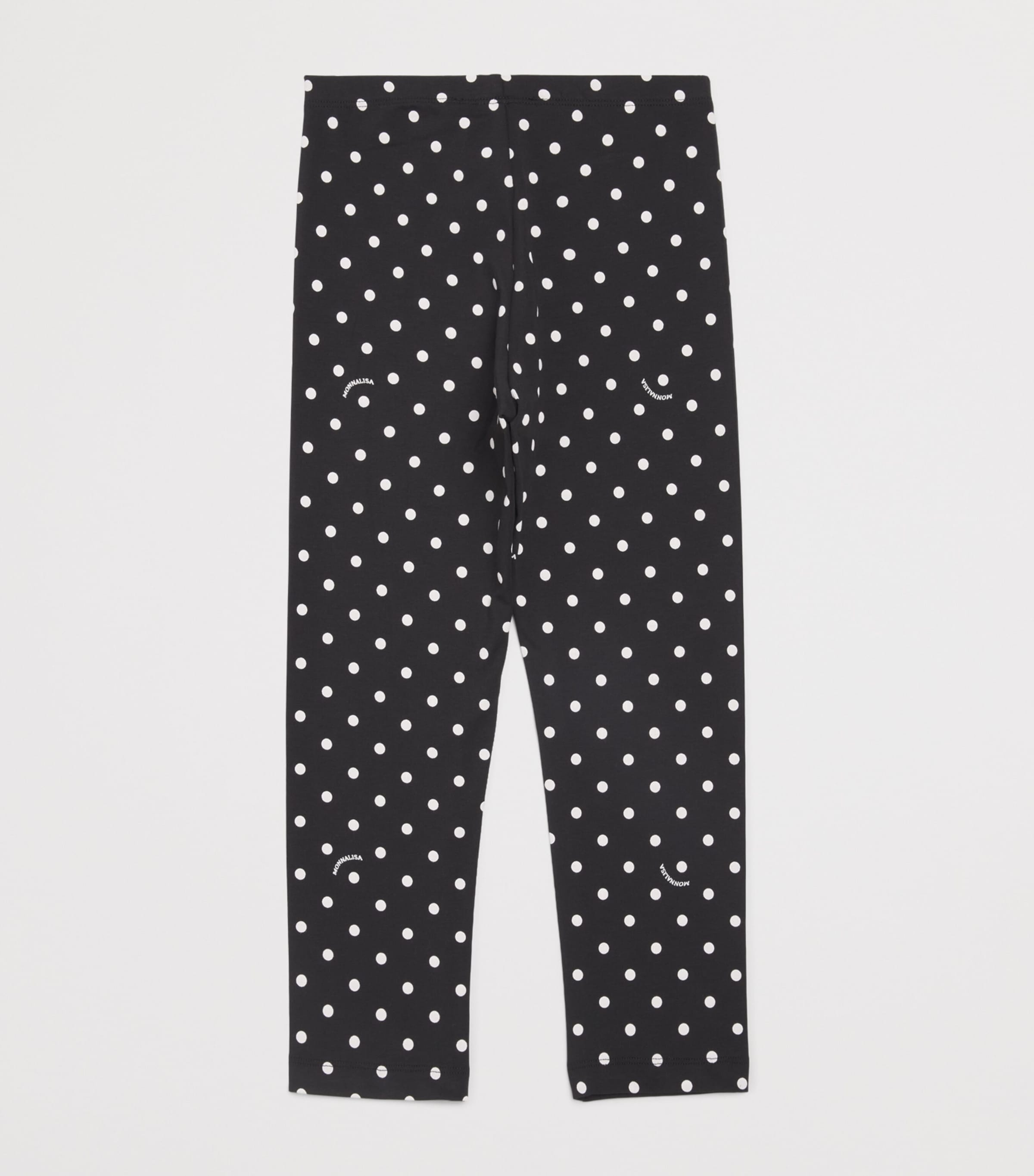 Monnalisa Stretch-Cotton Polka-Dot Leggings (2-12 Years) Black+white Image 2