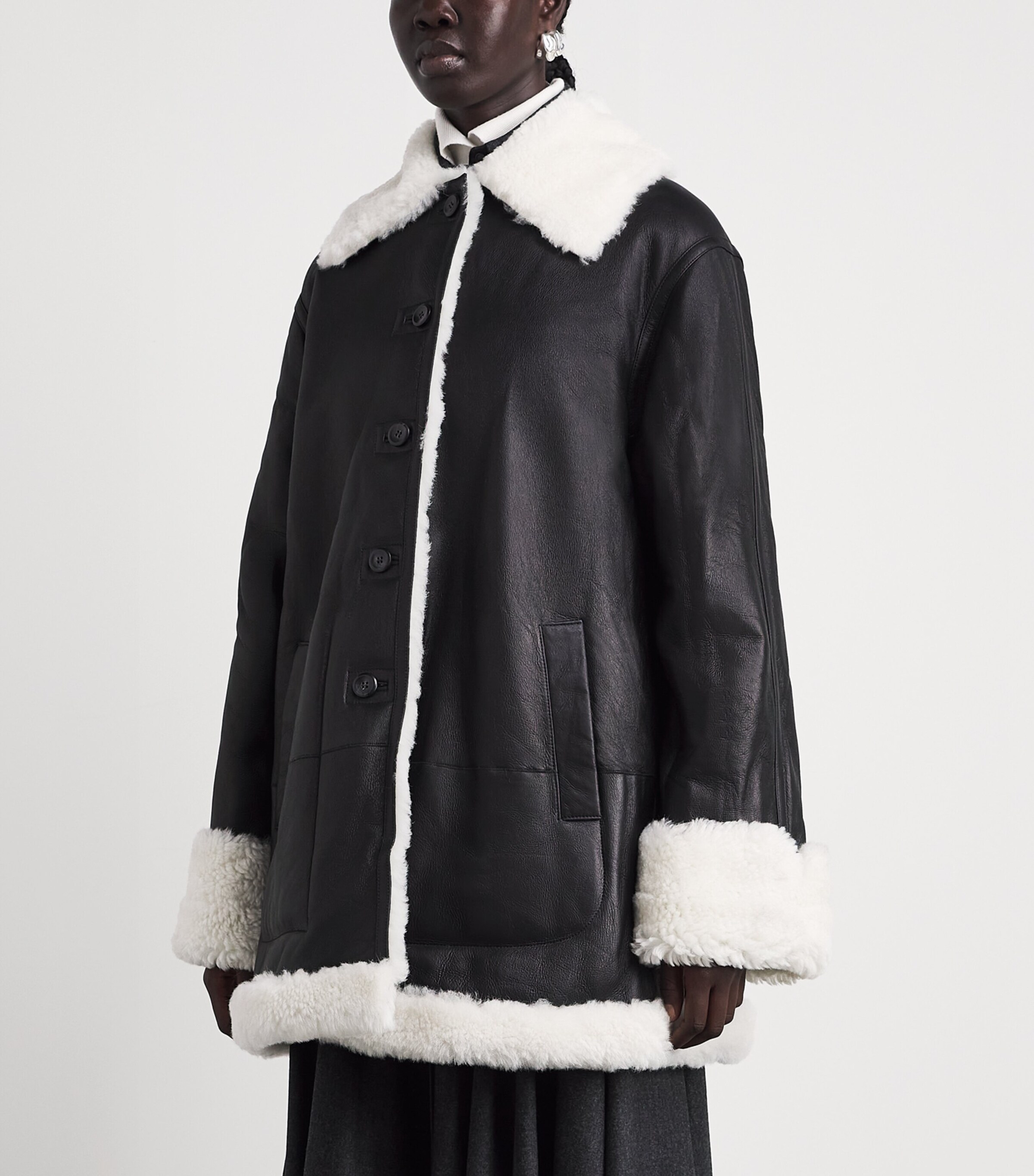 Altuzarra Shearling Blake Coat Black/white Image 4