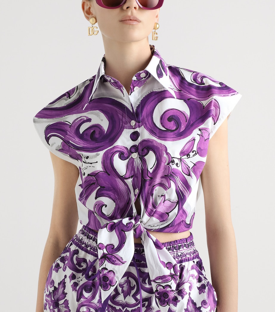 Cotton Majolica Print Shirt IP3TN-MAIOLICA VIOLA Image 4