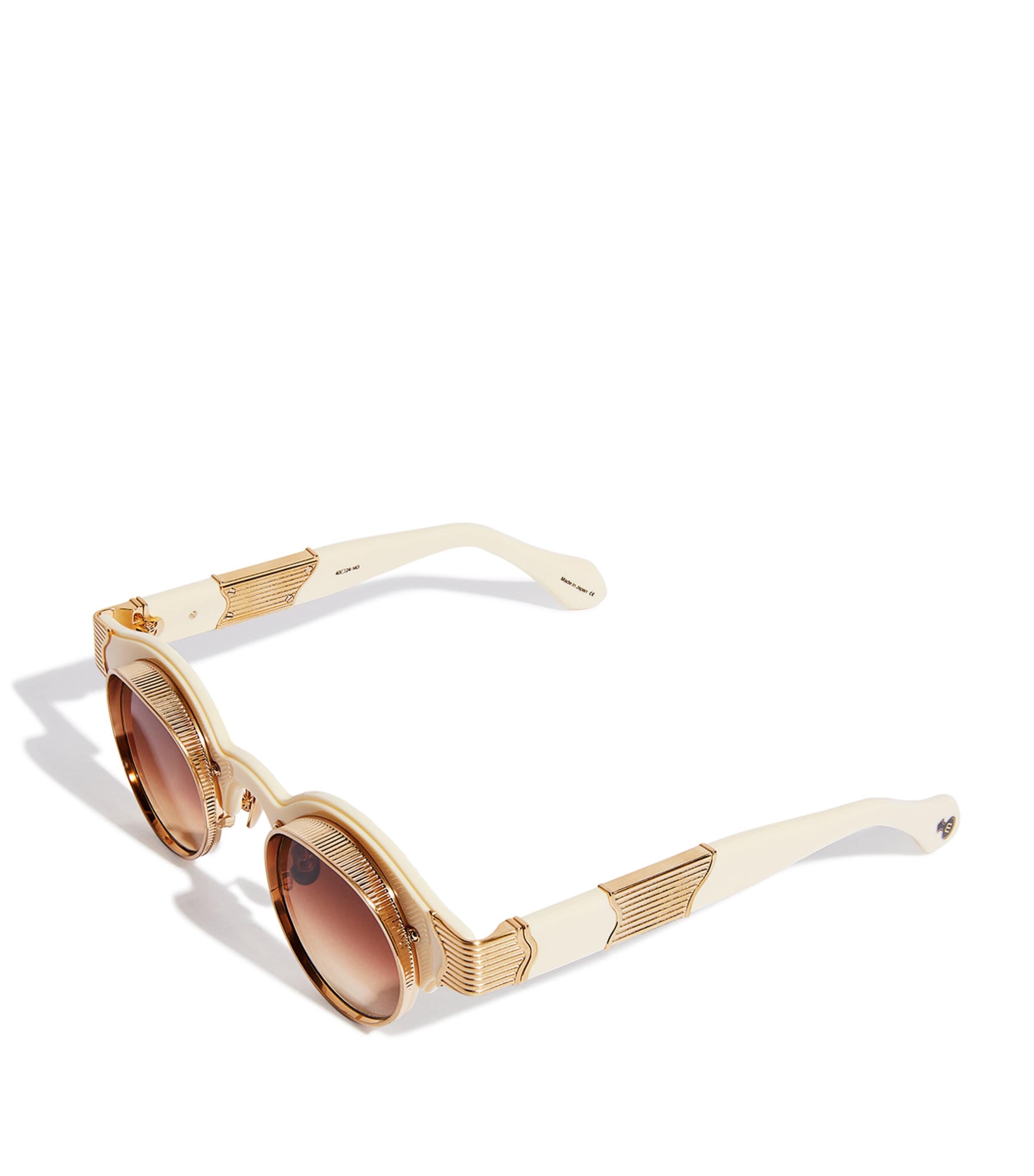 Round-Frame Sunglasses BRUSHD GOLD MILK WHT Image 5