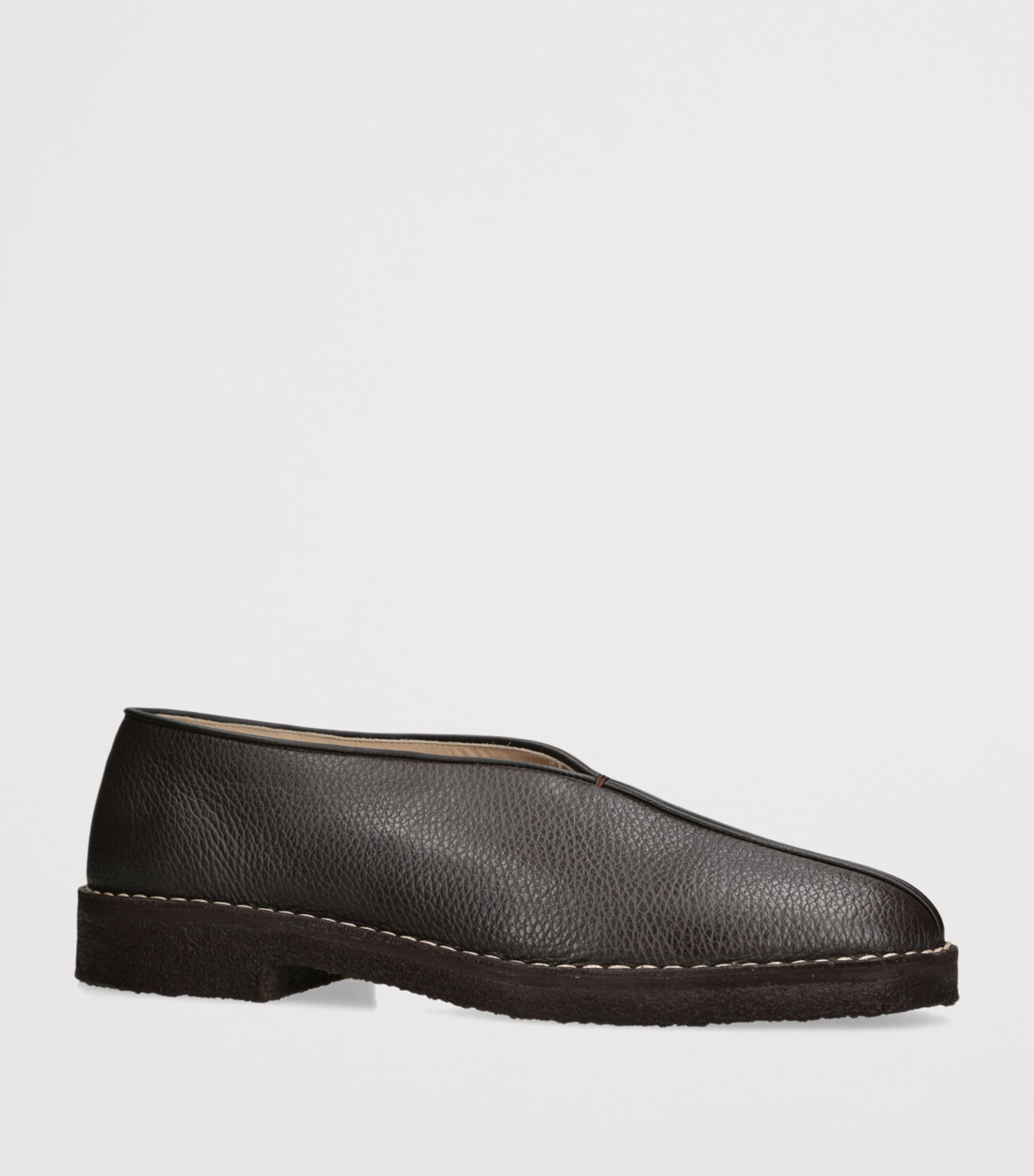 Lemaire Leather Piped Slippers Dark Brown Image 5