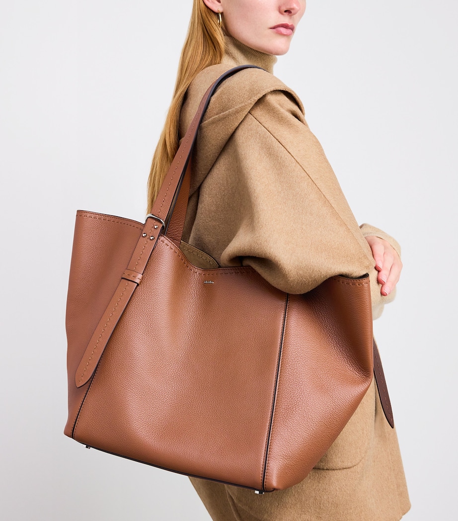 Leather Architepo Tote Bag AMBER BROWN Image 2