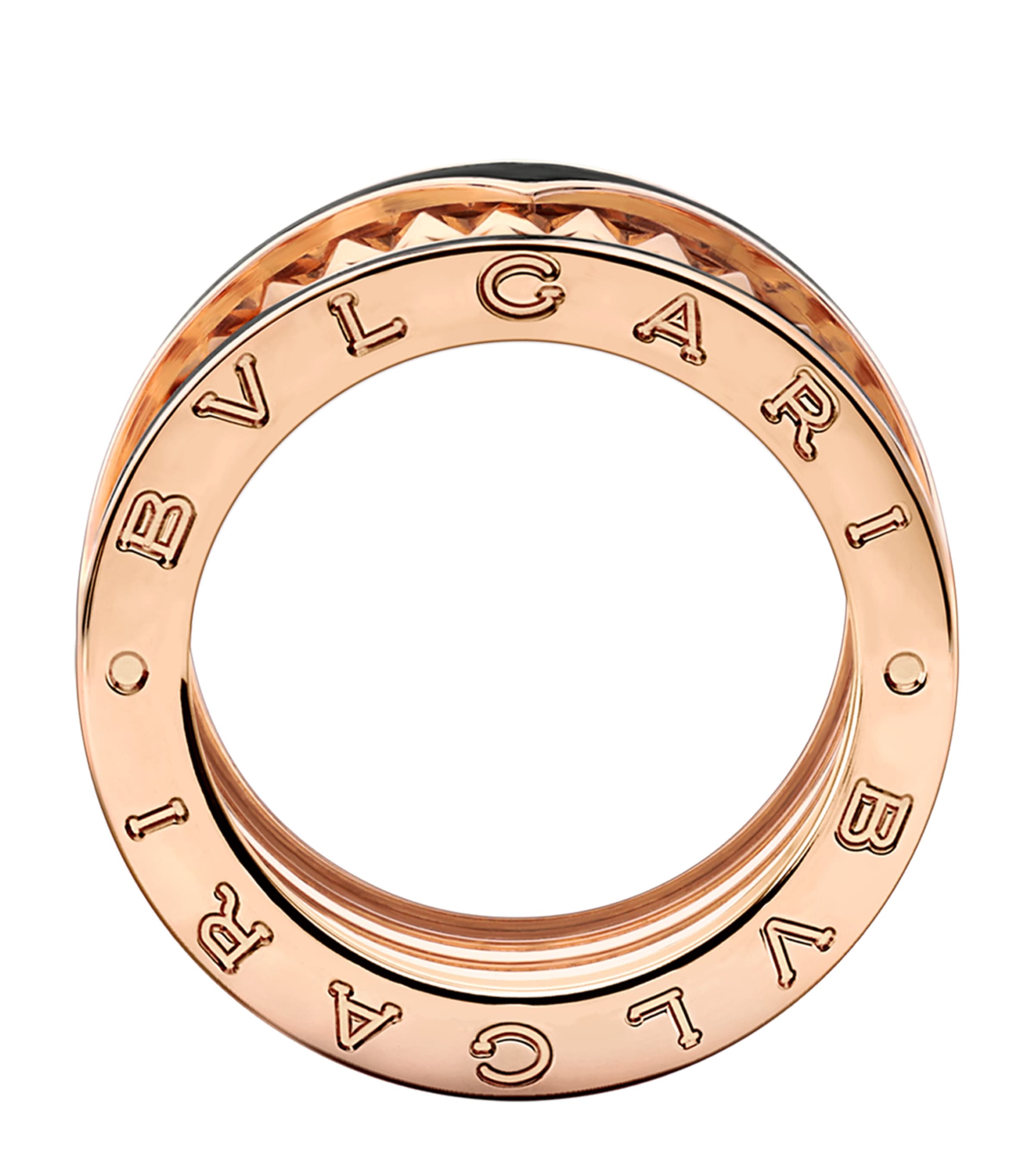 Bvlgari Rose Gold and Black Ceramic B.zero1 Rock Four-Band Ring Pink Gold Image 3