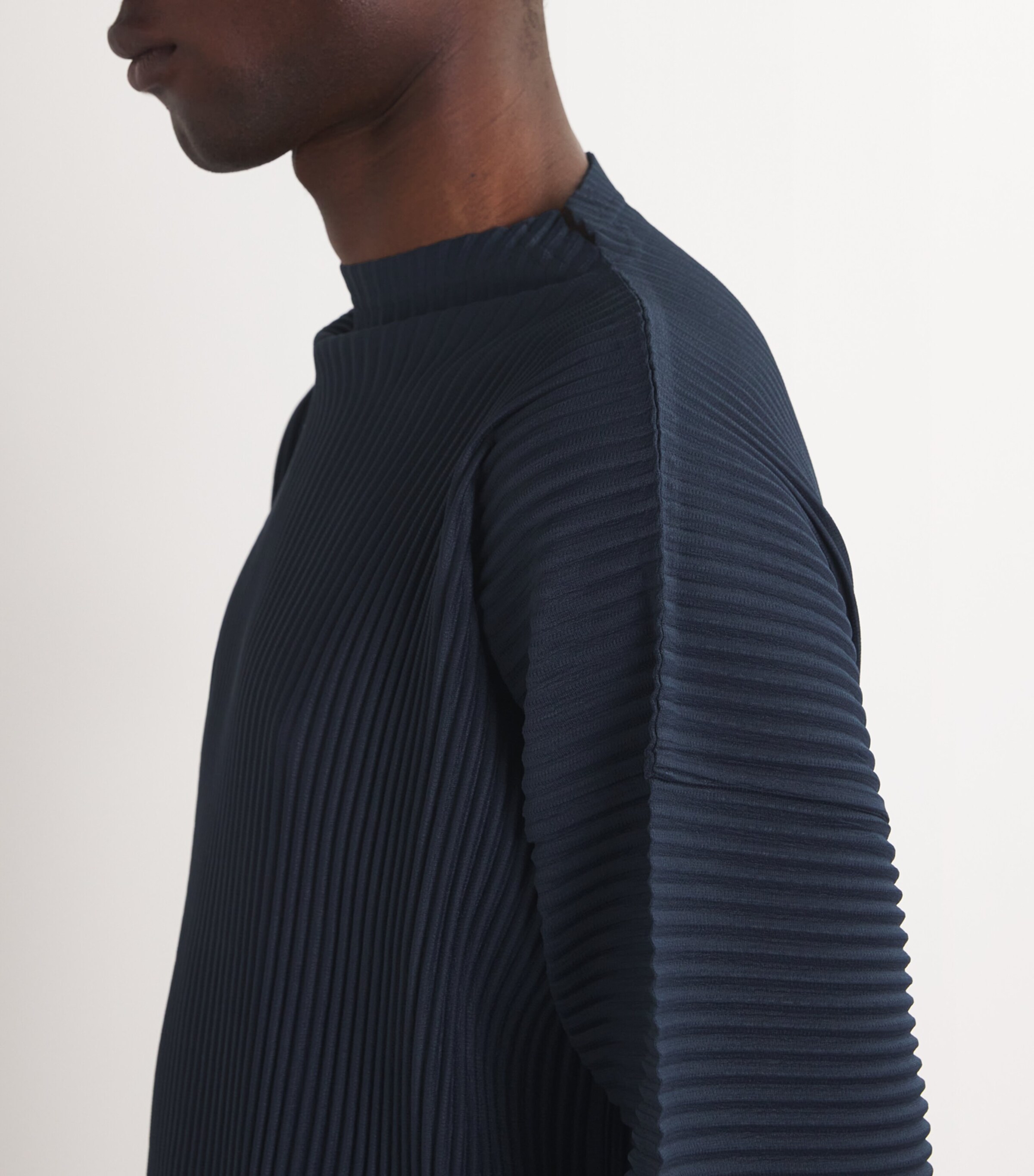 Homme Plissé Issey Miyake Navy Pleated Long-Sleeve Top | Harrods UK