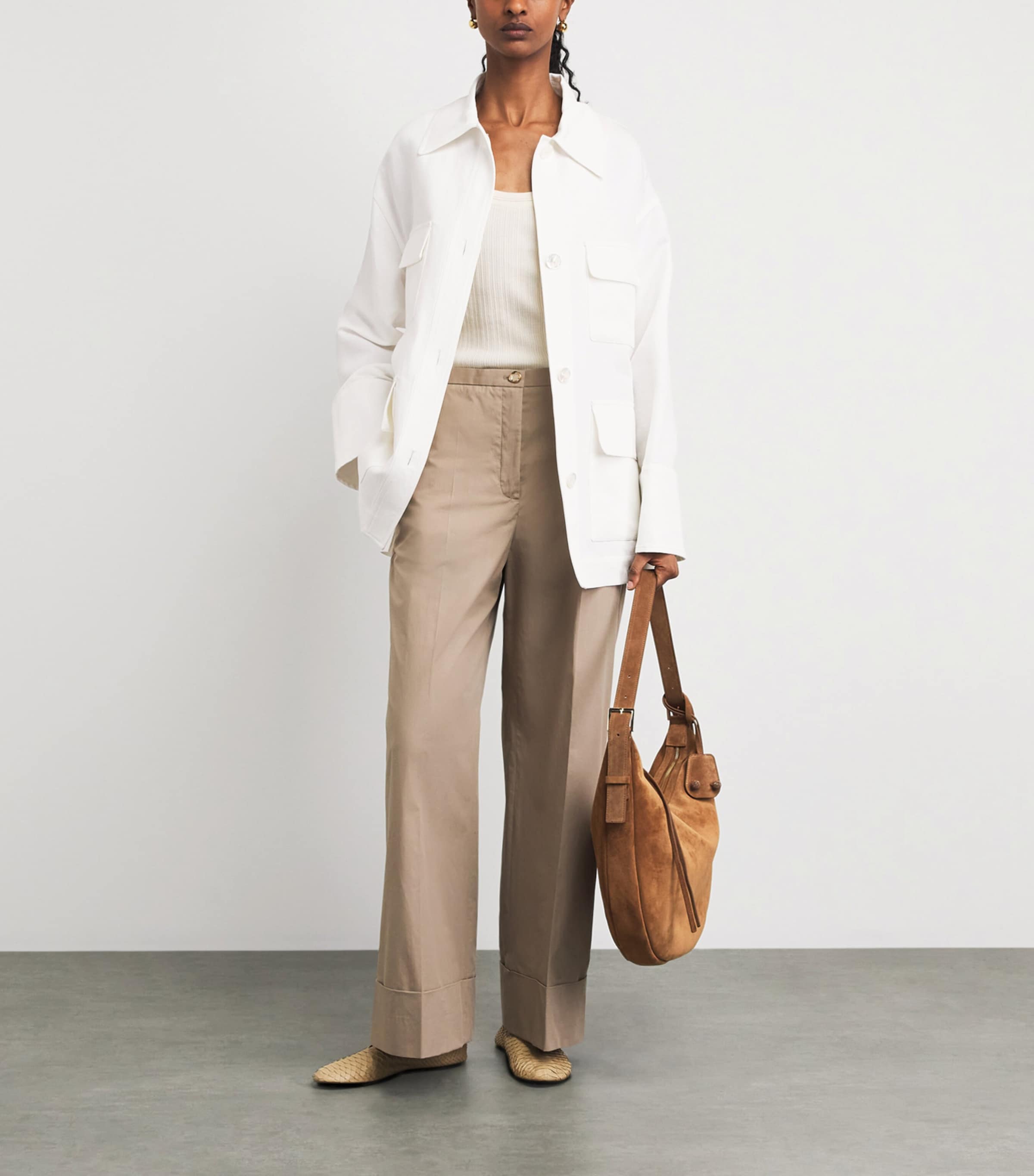 Agnona Womens Cotton-Linen-Silk Belted Field Jacket White Image 2