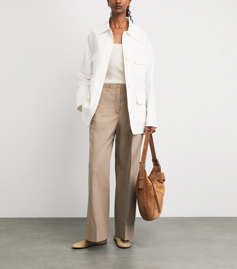 Agnona Womens Cotton-Linen-Silk Belted Field Jacket White Image 2