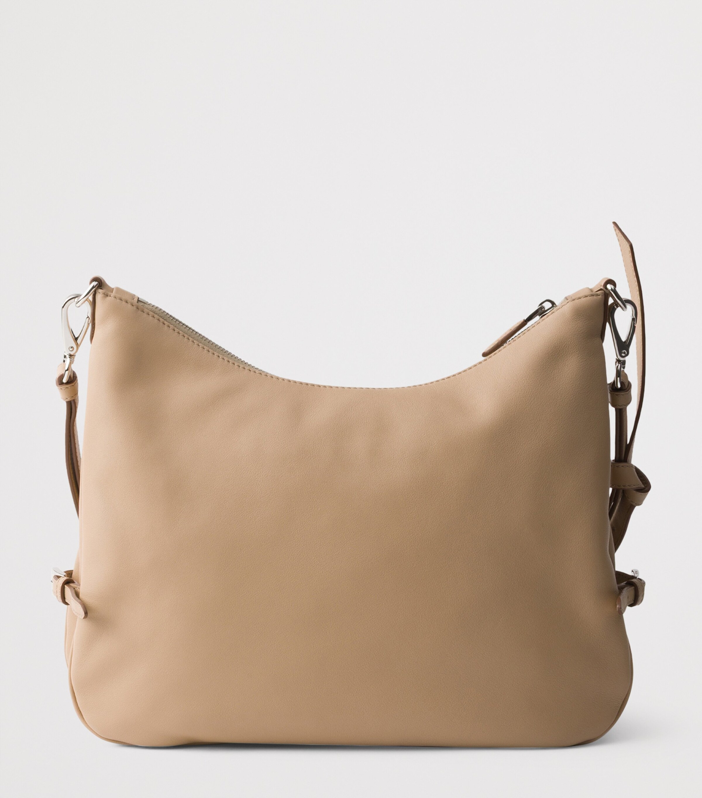 Prada Large Leather Fold Shoulder Bag Neutral Image 5