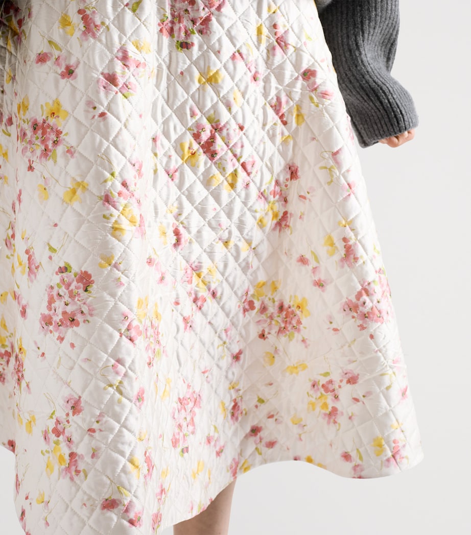 Quilted Satin Floral Skirt F0638 Image 4