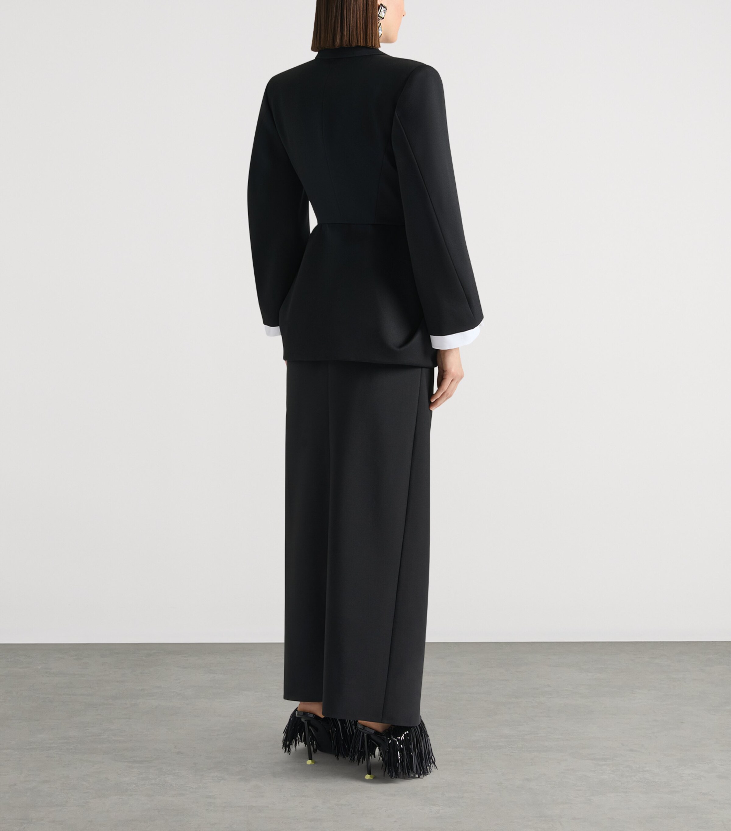 Givenchy Womens Wool-Mohair Wrap Maxi Skirt Black Image 3