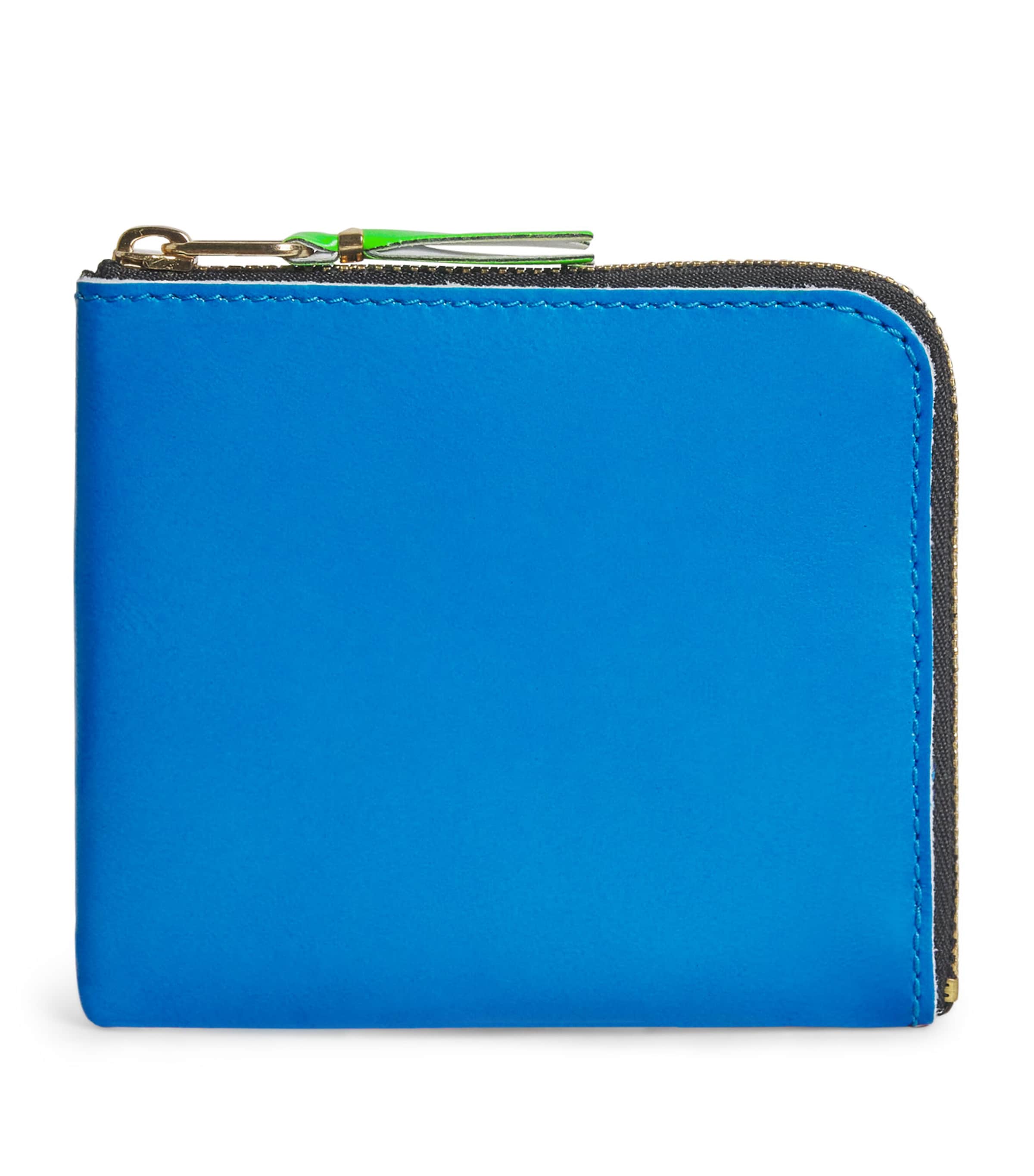 Comme Des Garçons Small Leather Super Fluo Wallet In Blue