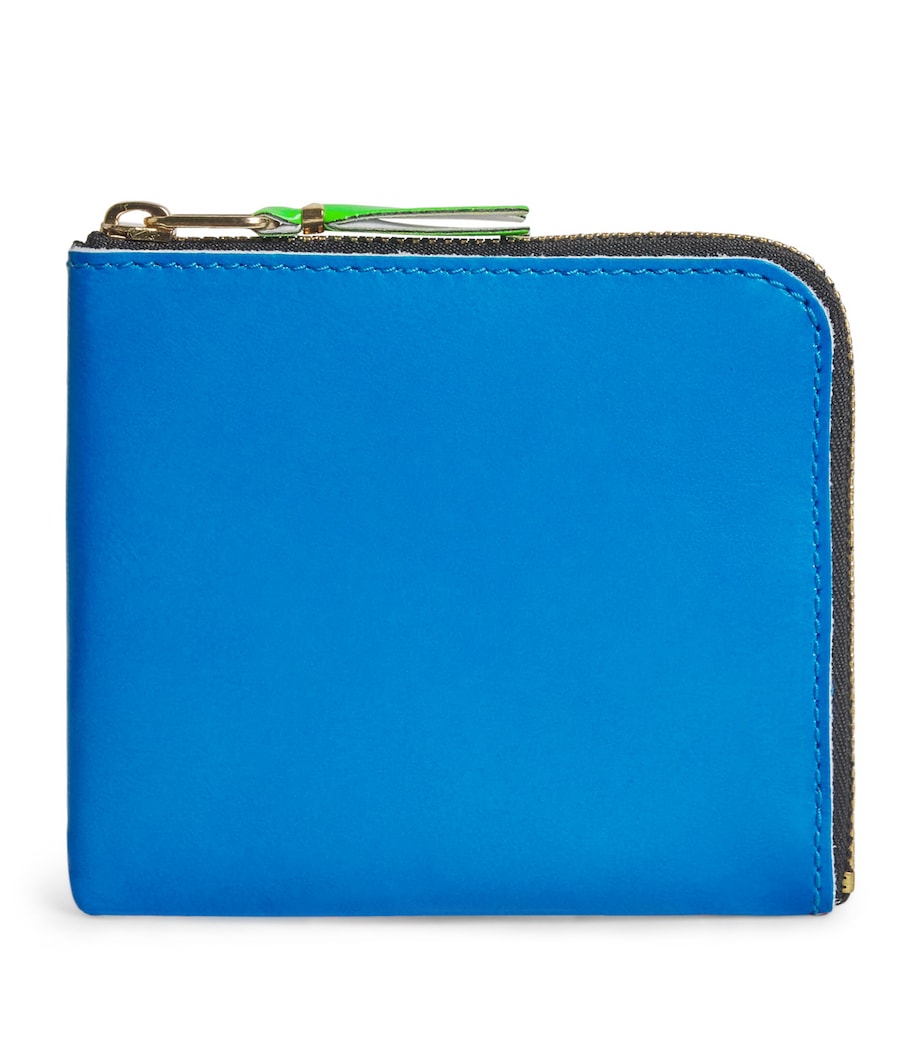 Small Leather Super Fluo Wallet 2 - BLUE Image 1