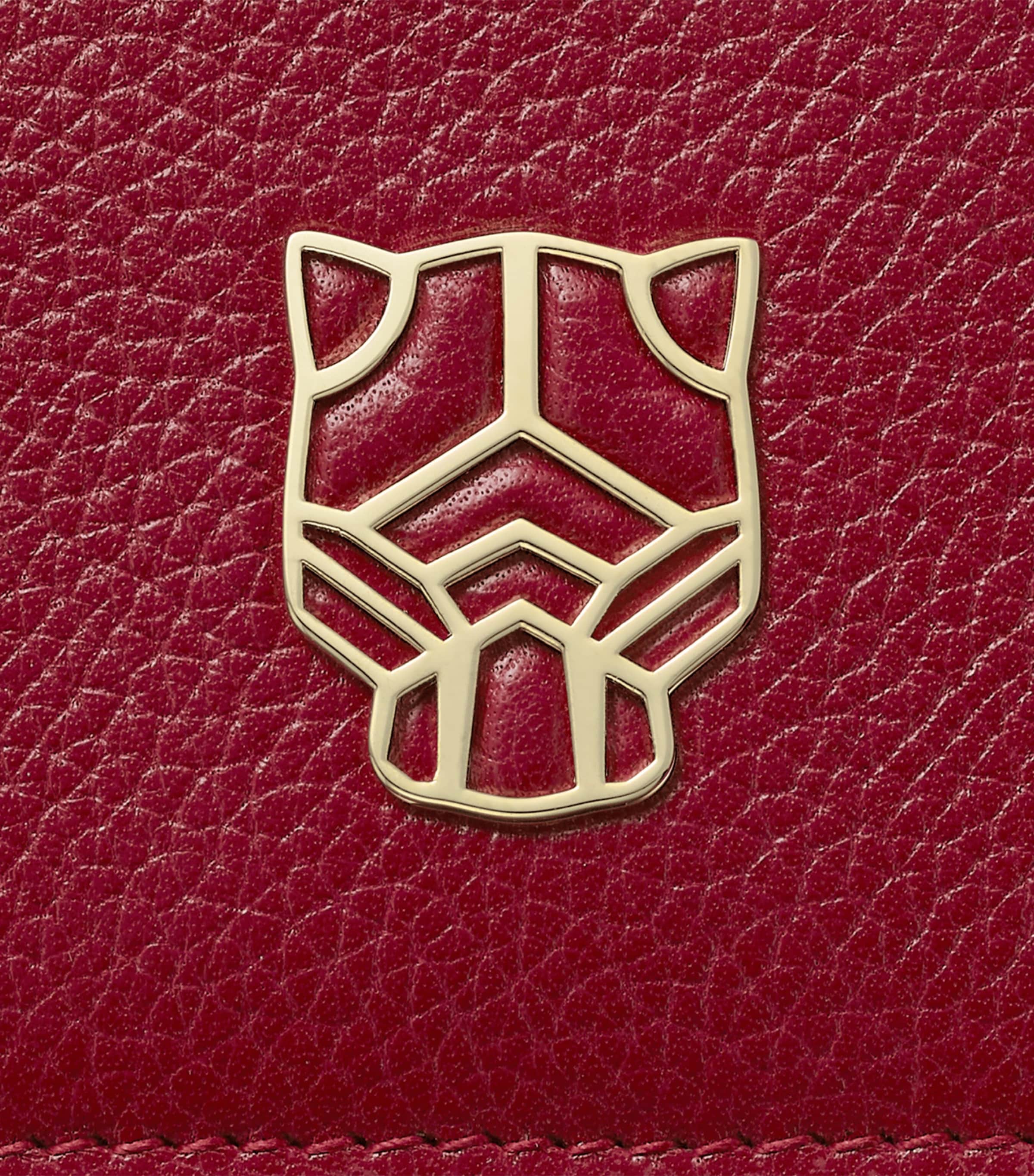 Leather Panthère de Cartier Card Holder BURGUNDY Image 3