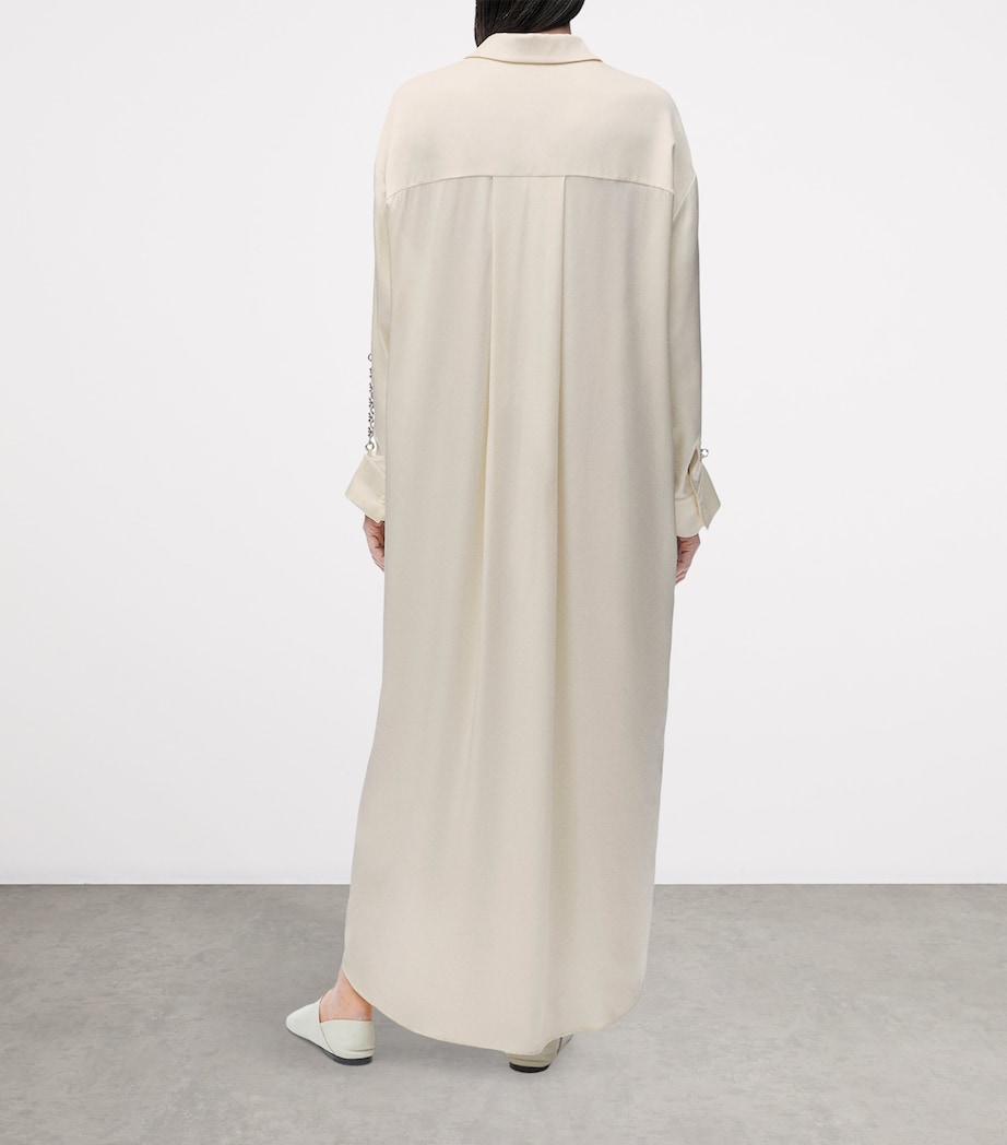 EXCLUSIVE Silk Satin Donut Chain Silver Capsule Shirt Dress IVORY Image 4