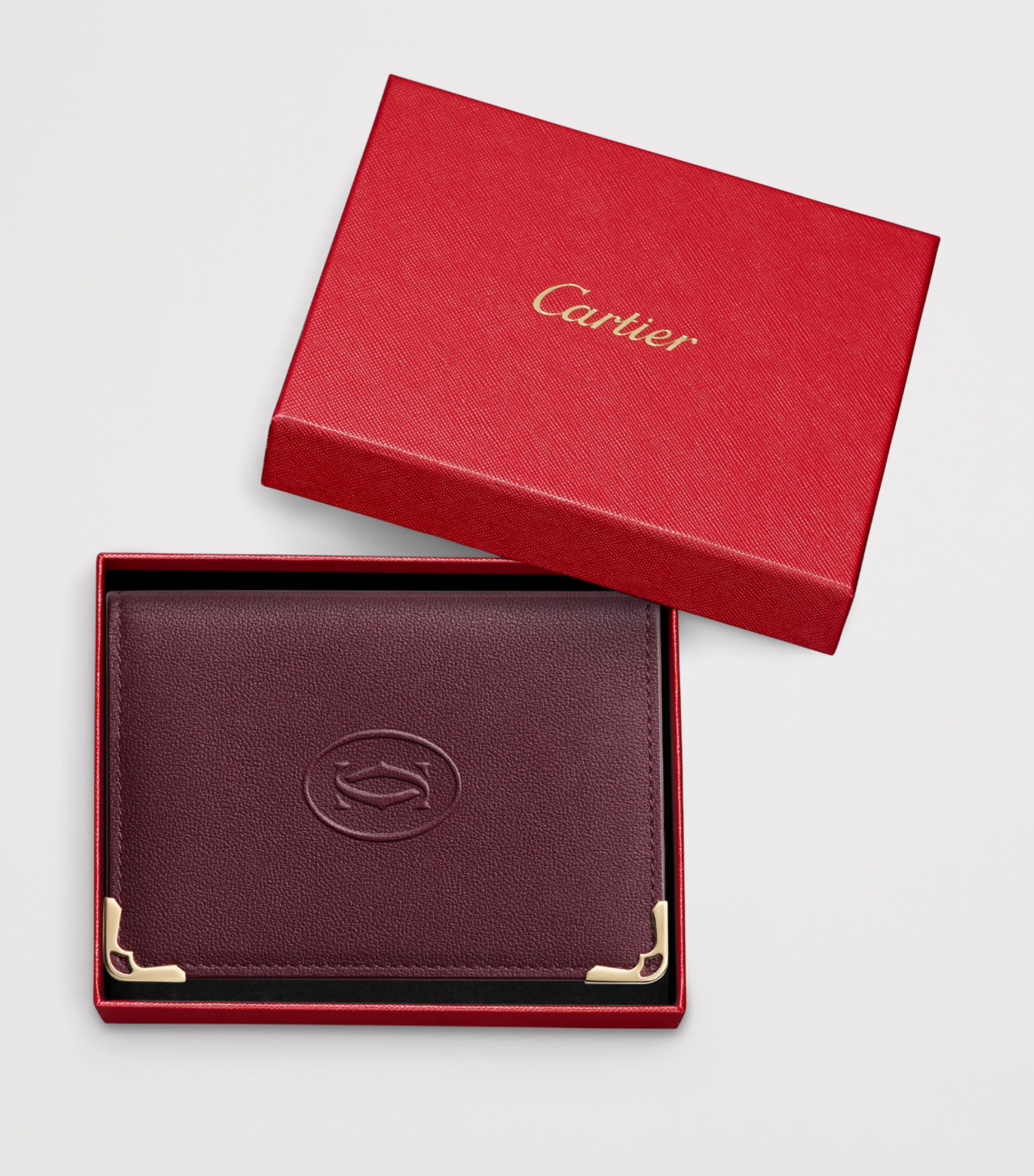 Cartier Leather Must Business Card Holder Burgundy Image 4