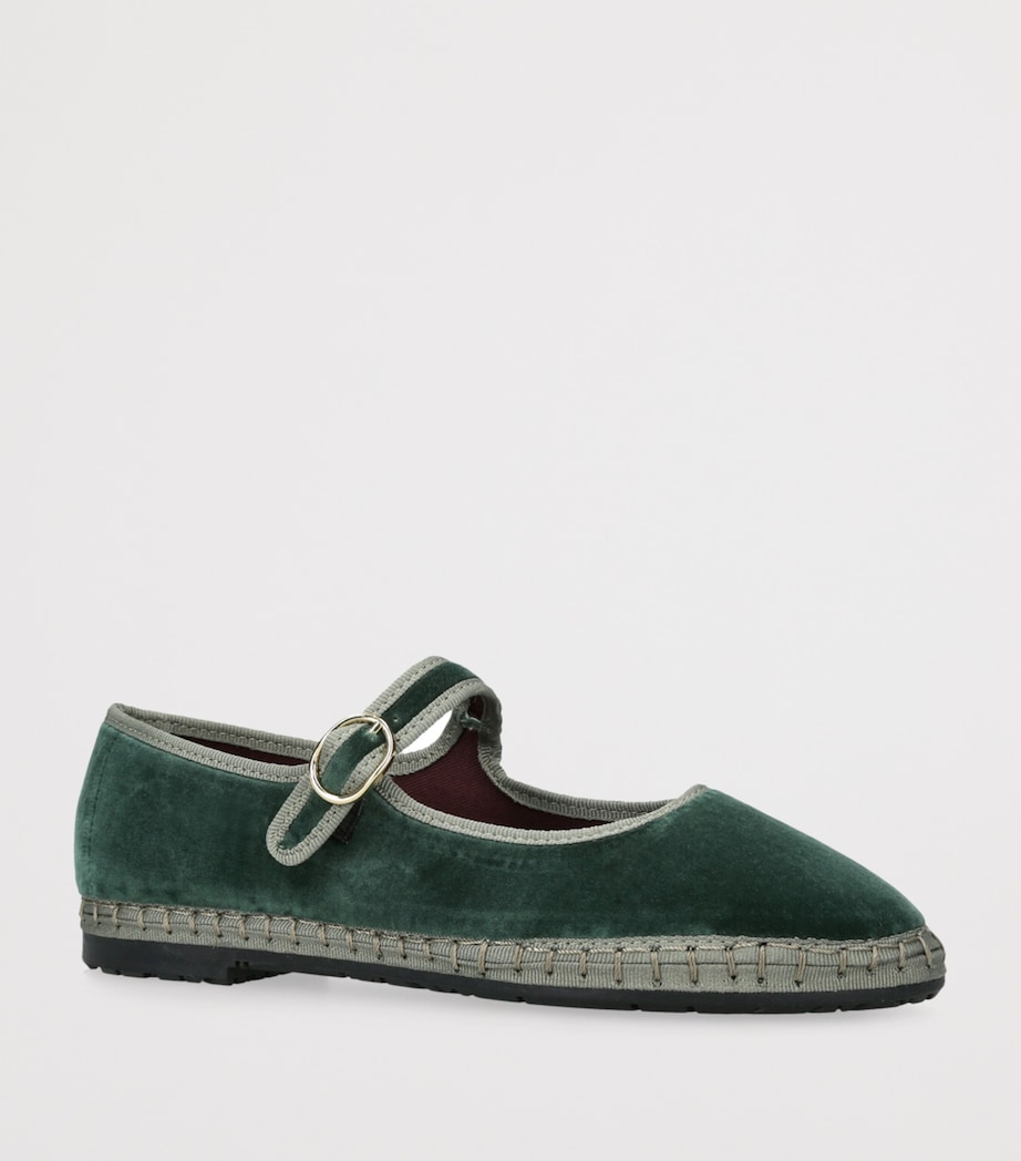 Flabelus Velvet Jay Mary Janes Teal Image 3