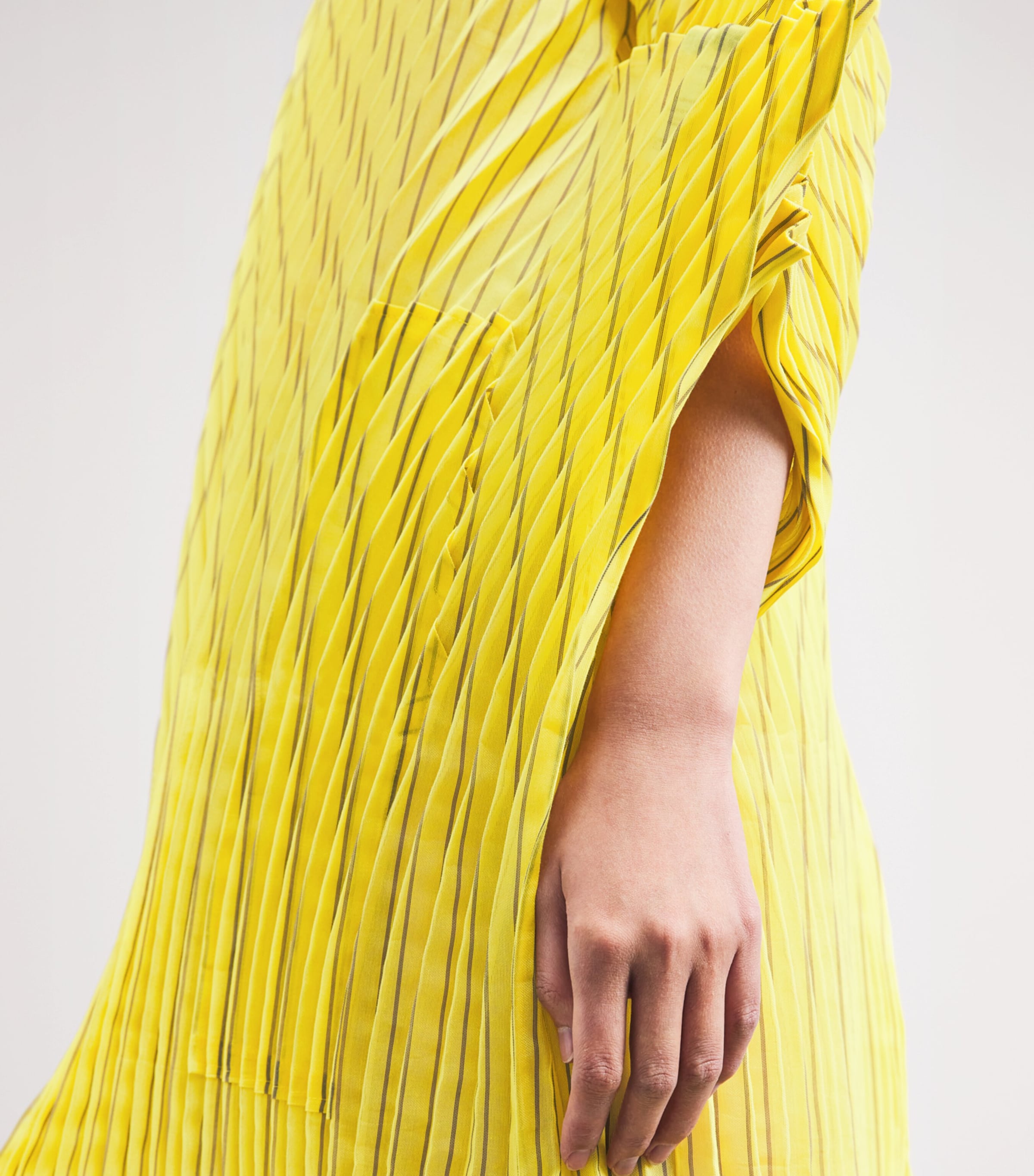 Machine Pleats Stripe Dress YELLOW-HUED Image 6