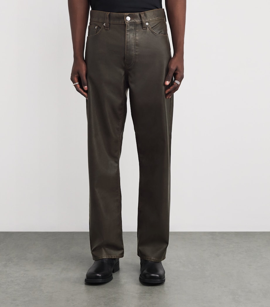 Coated Leather Straight Jeans VINTAGE BROWN 170 Image 3