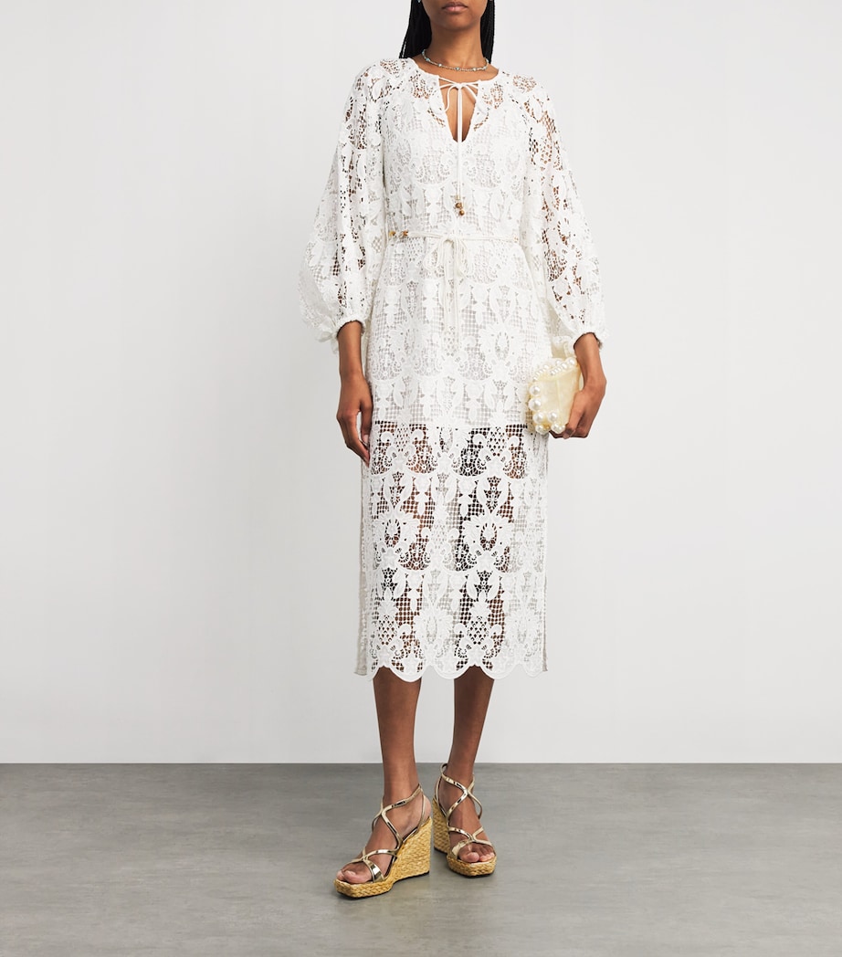 Zimmermann Womens Lace Coco Midi Dress Ivo Ivory Image 2