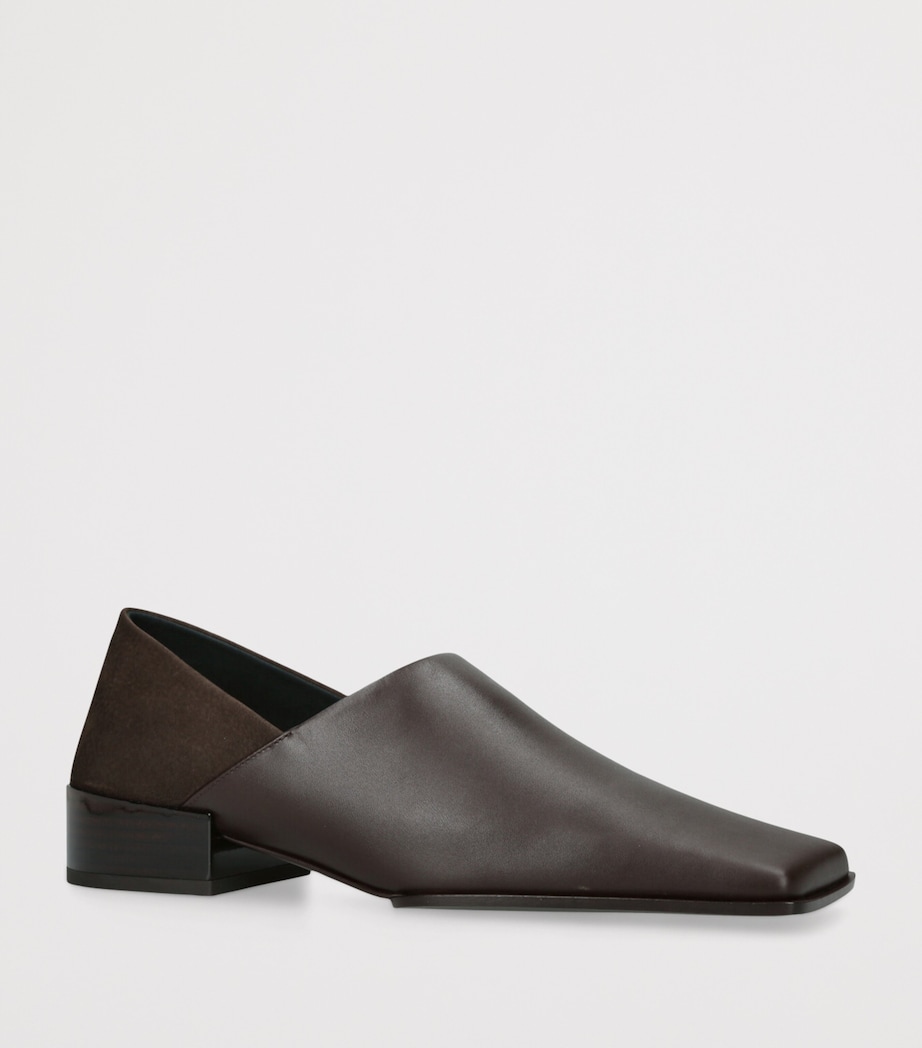 Leather Square-Toe Loafers 20 WINE Image 3