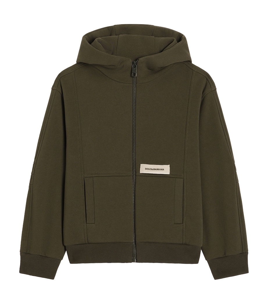 Dolce&Gabbana Kids Cotton Zip-Up Hoodie (8-12+ Years) Grey Green Image 1