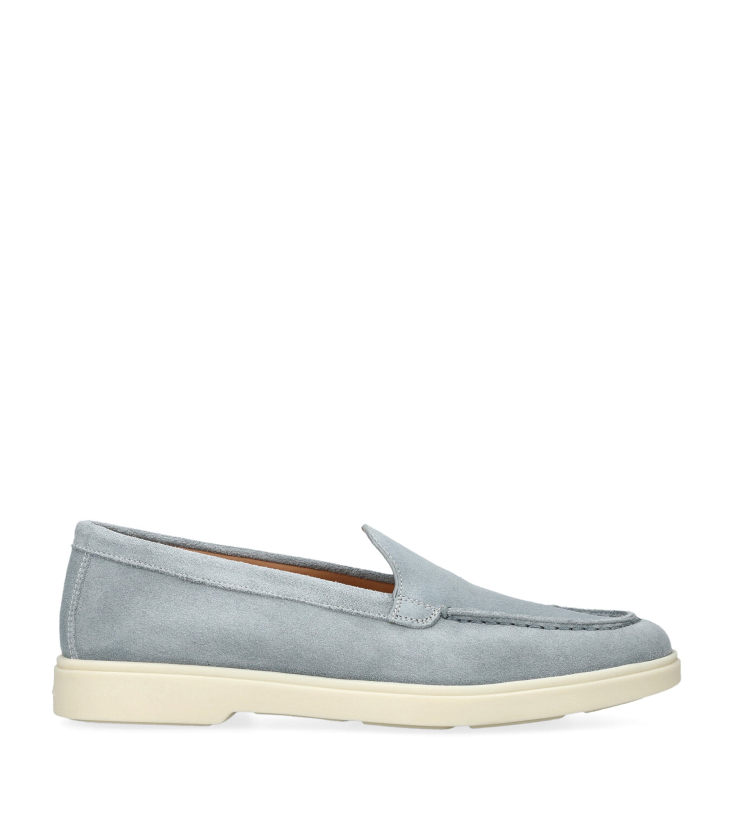 Shop Santoni Suede Detroit Loafers In Blue