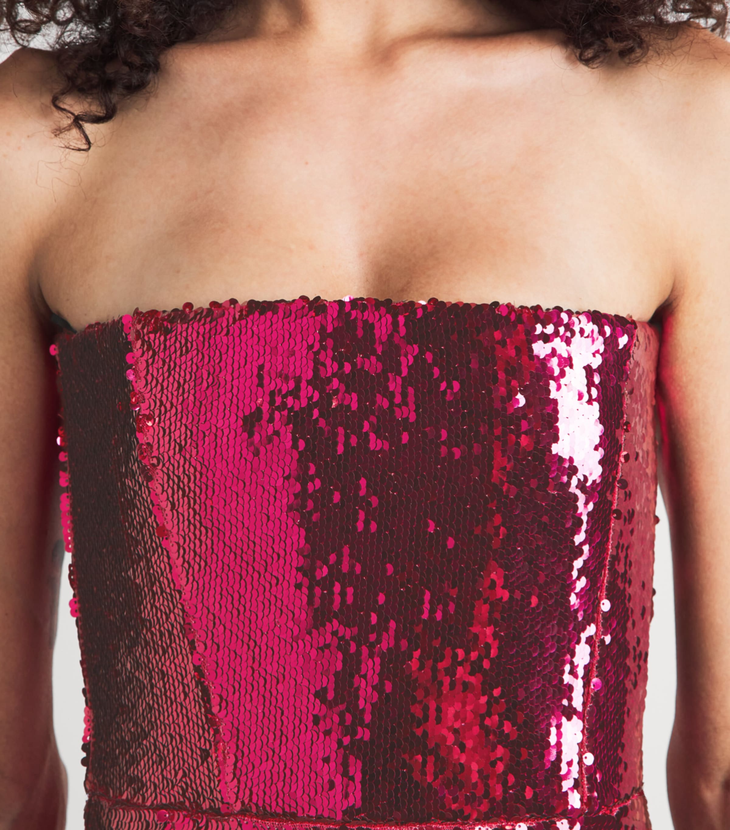 Alex Perry Womens Sequin Strapless Gown Raspberry Image 3