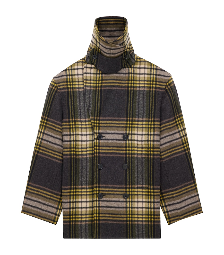 Virgin Wool Check Pea Coat 1737 Image 4