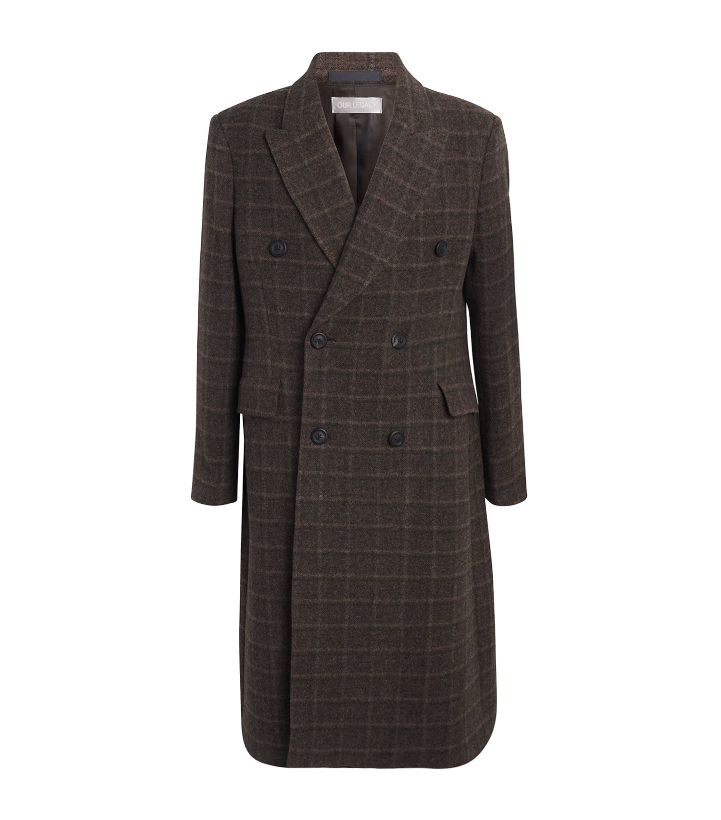 Our Legacy Wool Checked Whale Coat In Brown