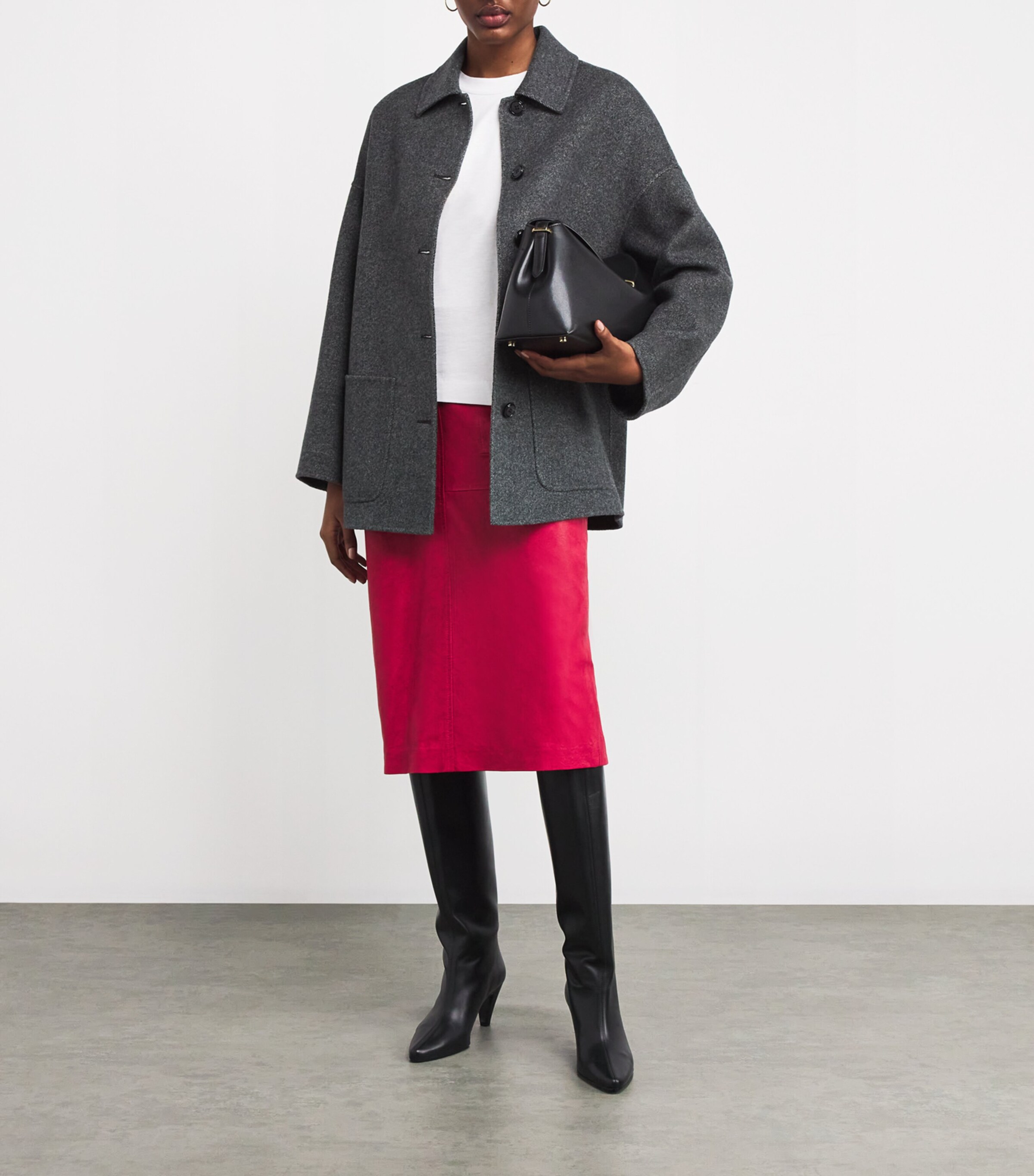 Virgin Wool Short Coat BLACK Image 2