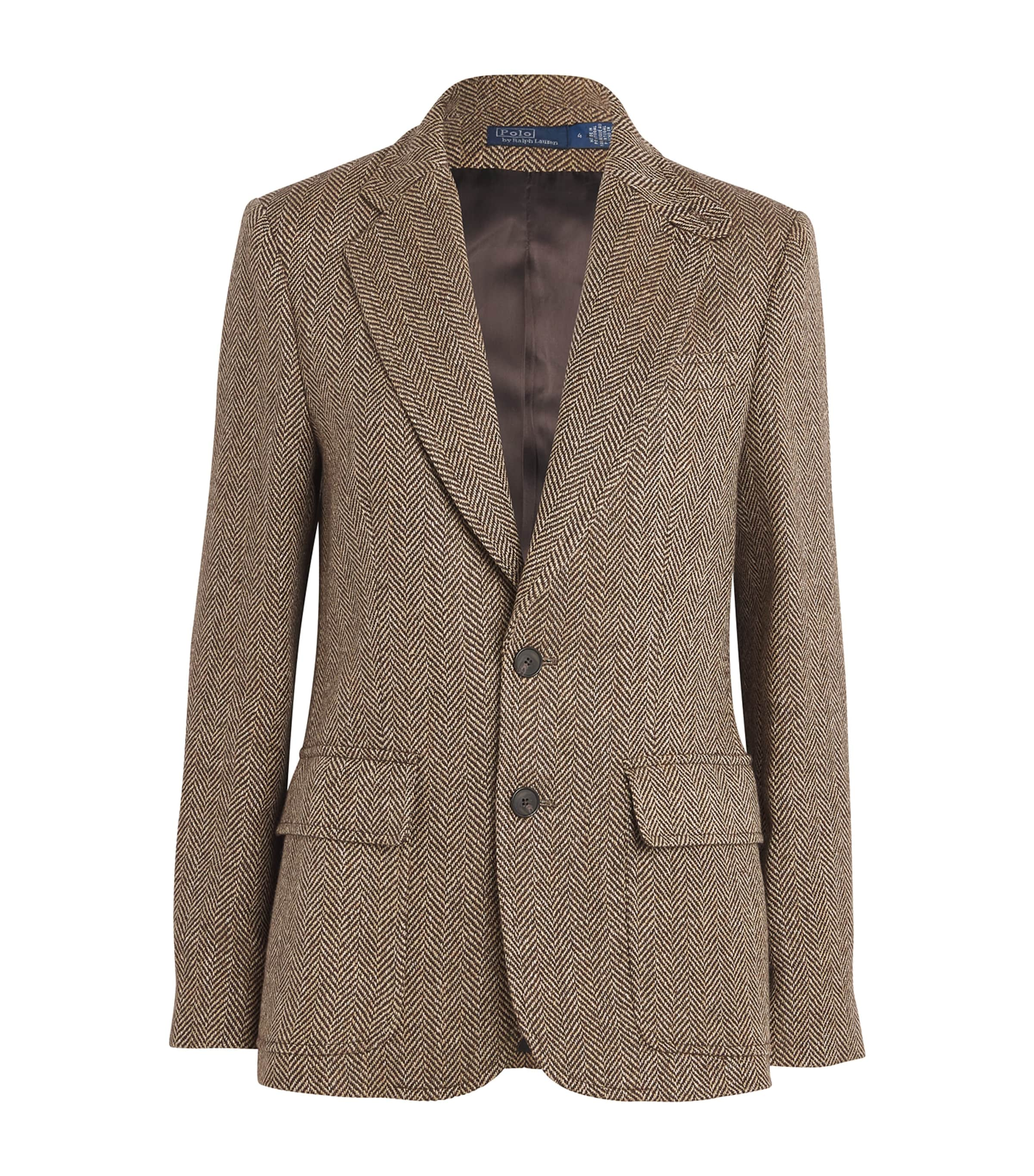 Polo Ralph Lauren Linen-silk-wool Tweed Blazer In Brown