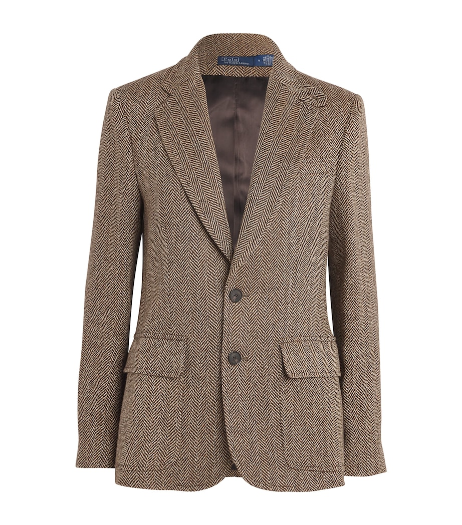 Linen-Silk-Wool Tweed Blazer BROWN/CRM HERRINGBNE Image 1