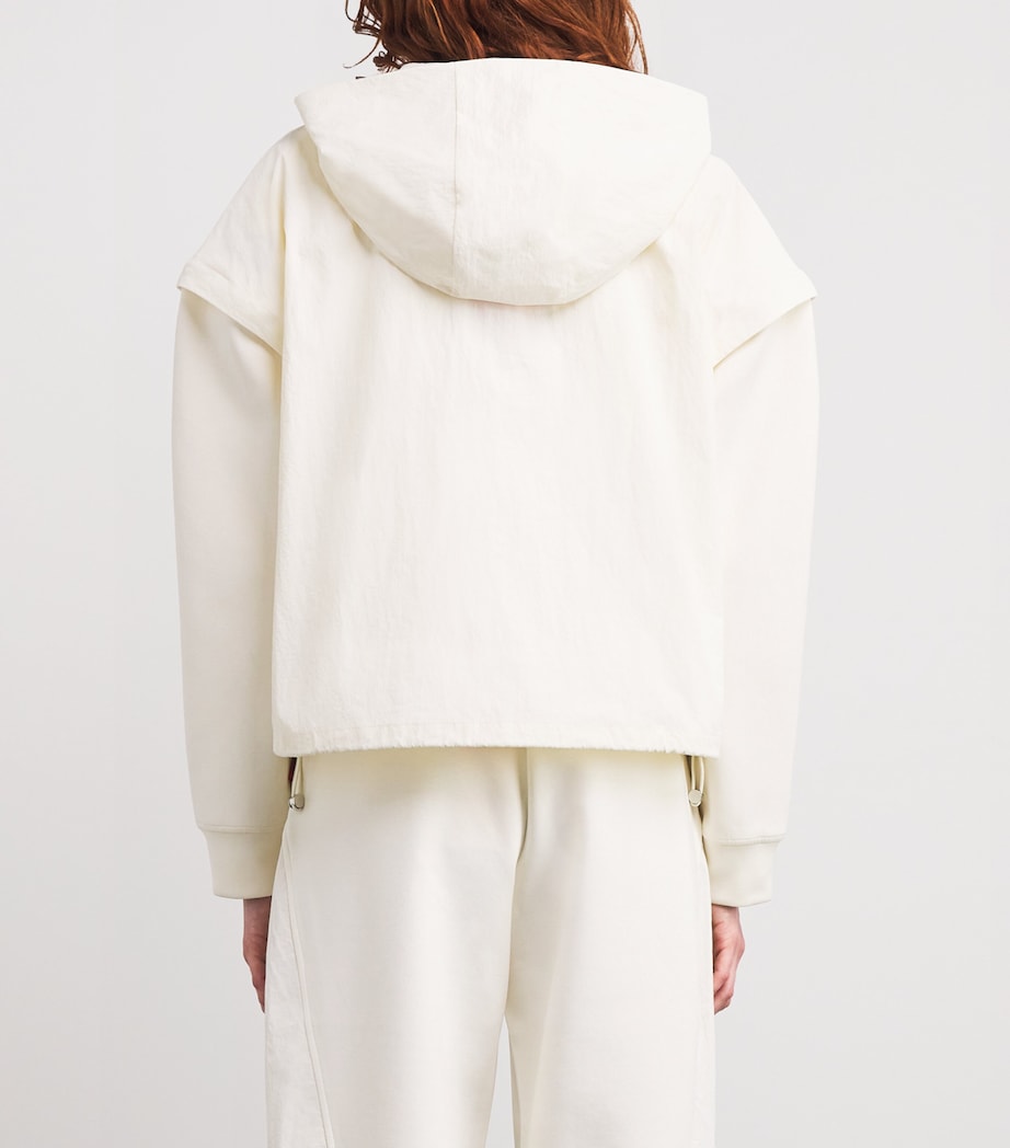 Cotton-Blend Jersey Hoodie WHITE Image 4