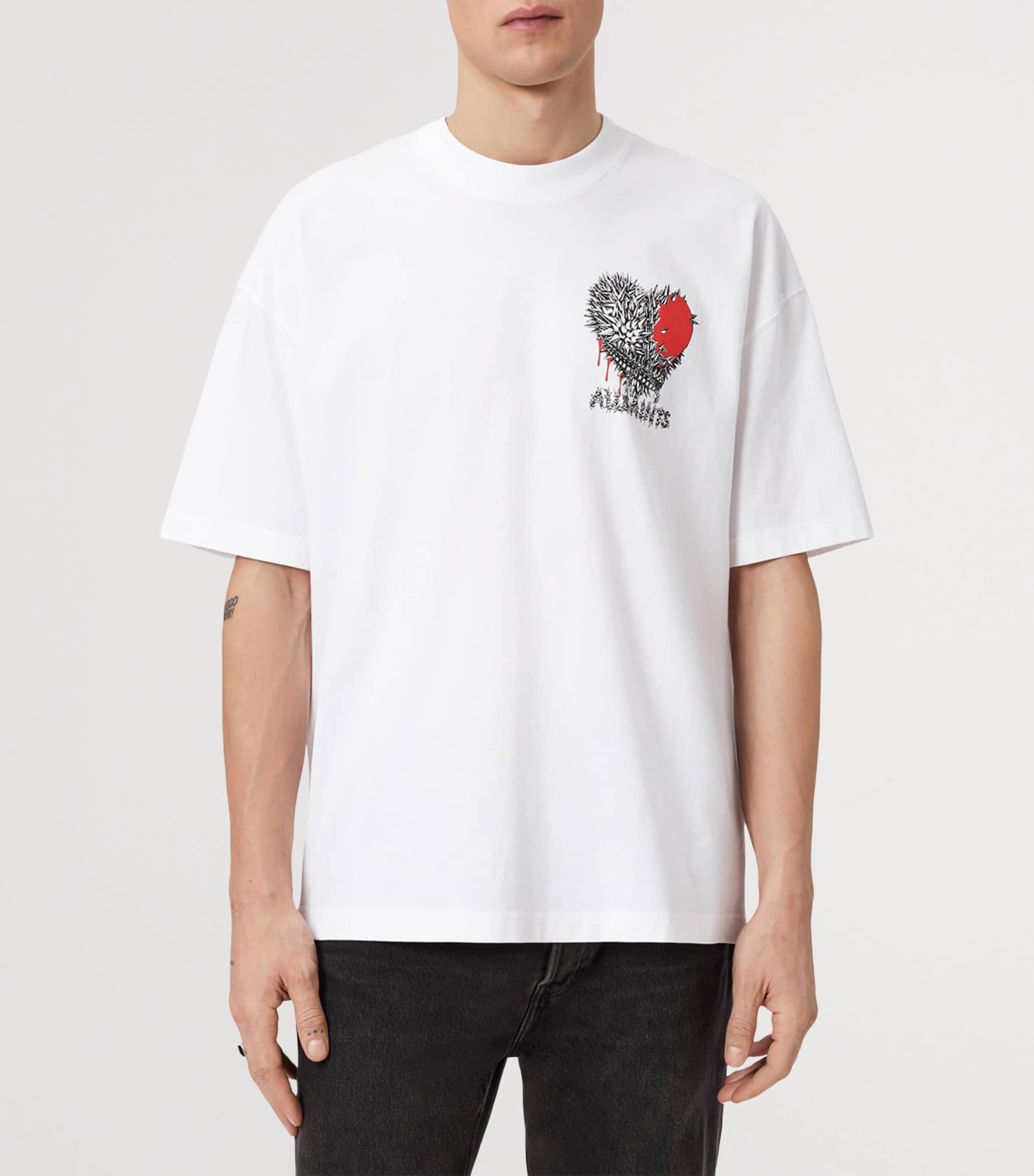 AllSaints Mens Organic Cotton Chaste T-Shirt Optic White Image 3