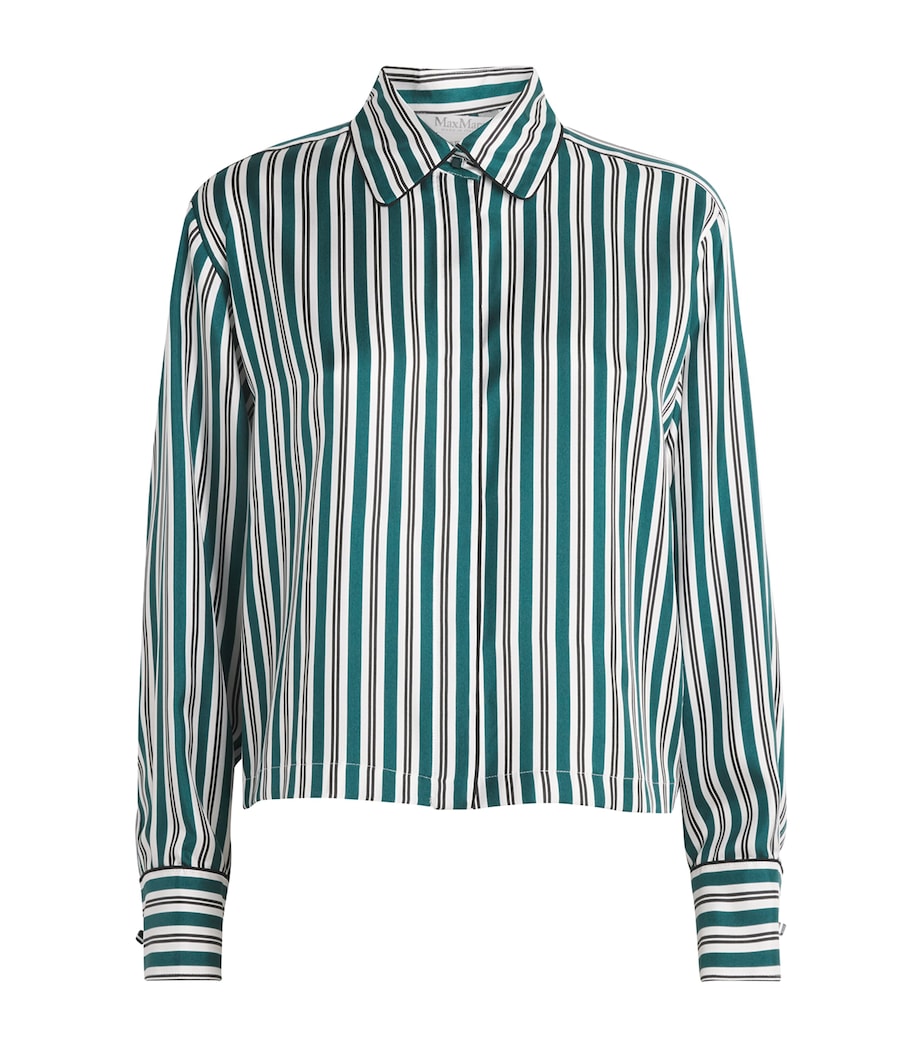 Silk Stripe Shirt DARK GREEN Image 1