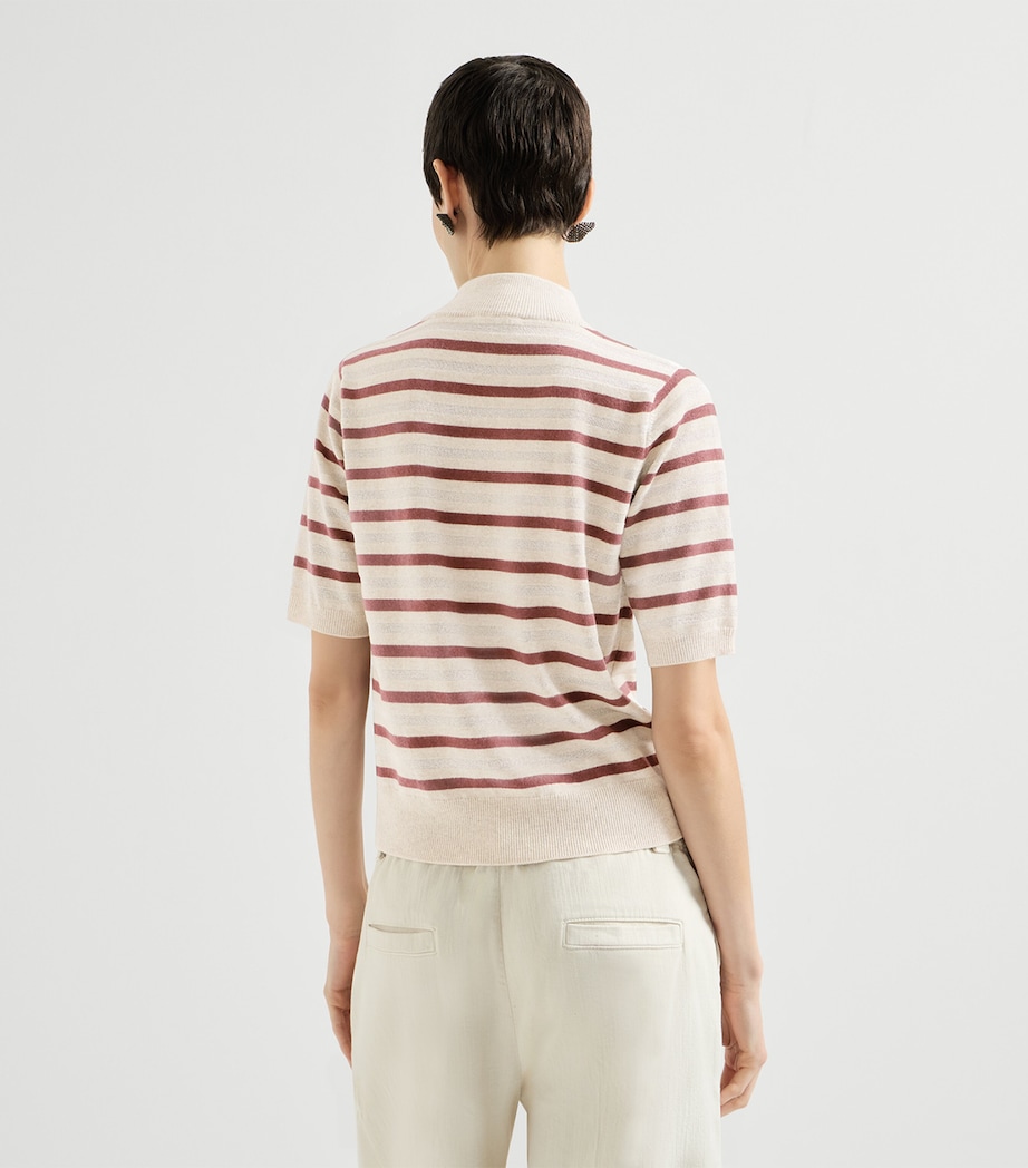 Brunello Cucinelli Womens Wool-Cashmere-Silk Stripe Top Image 5