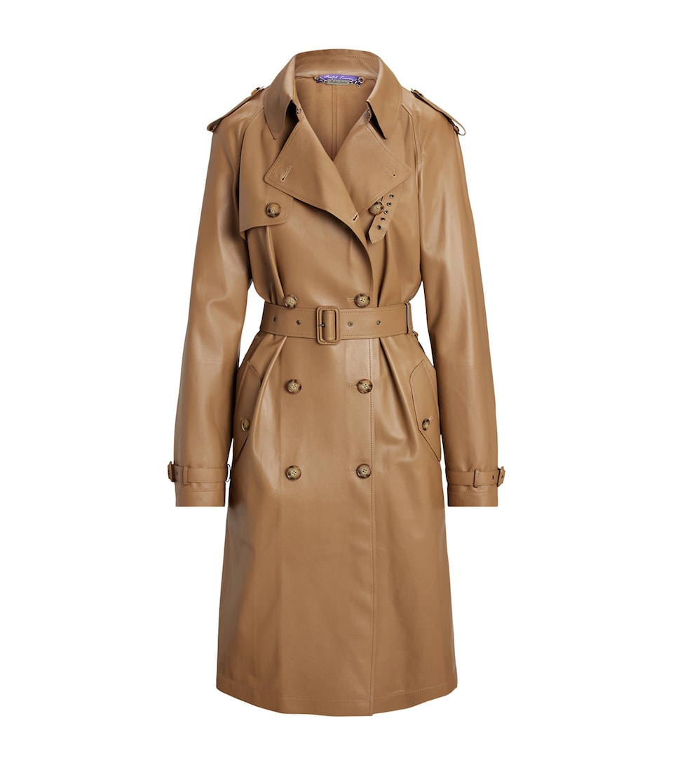 Ralph Lauren Collection Lambskin Niles Trench Coat Caramel