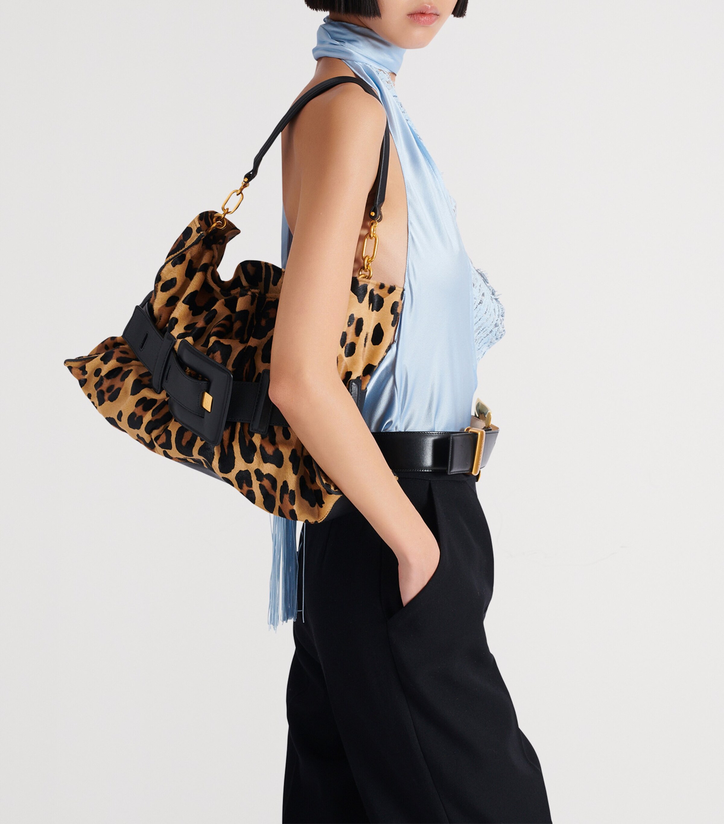 Medium Leopard Anthem Shoulder Bag WKS MULTI/ NOIR Image 5