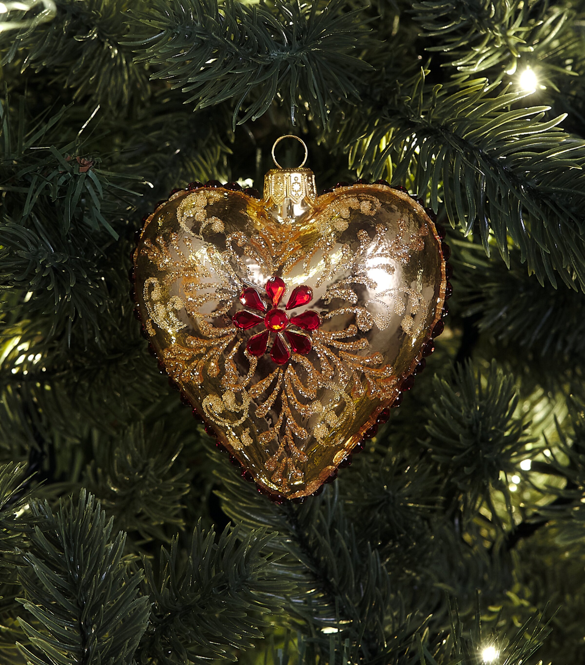 Harrods Metallic Heart Bauble Gold Lacquer Image 3