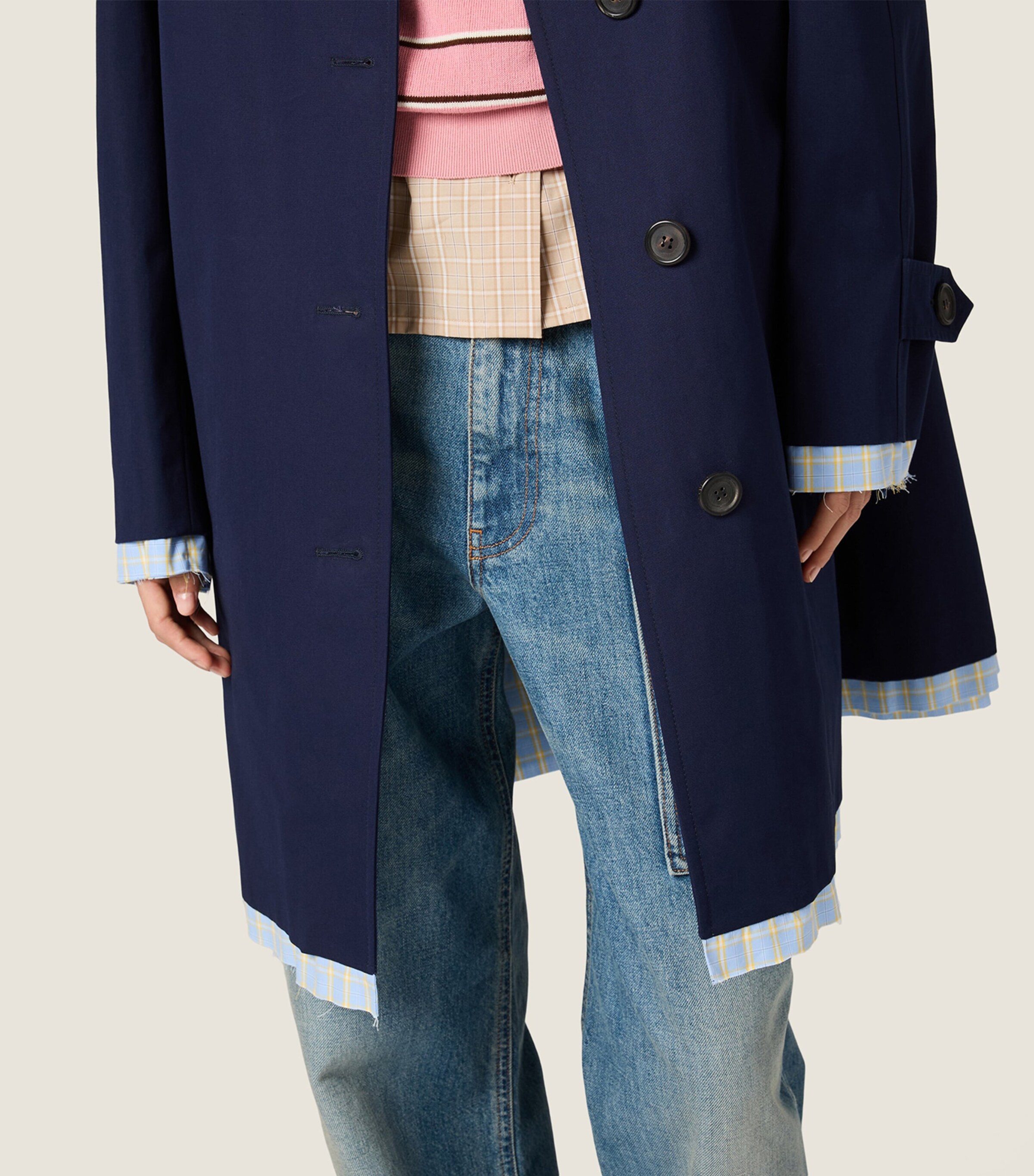 Miu Miu Womens Cotton Poplin Coat Blue Image 4