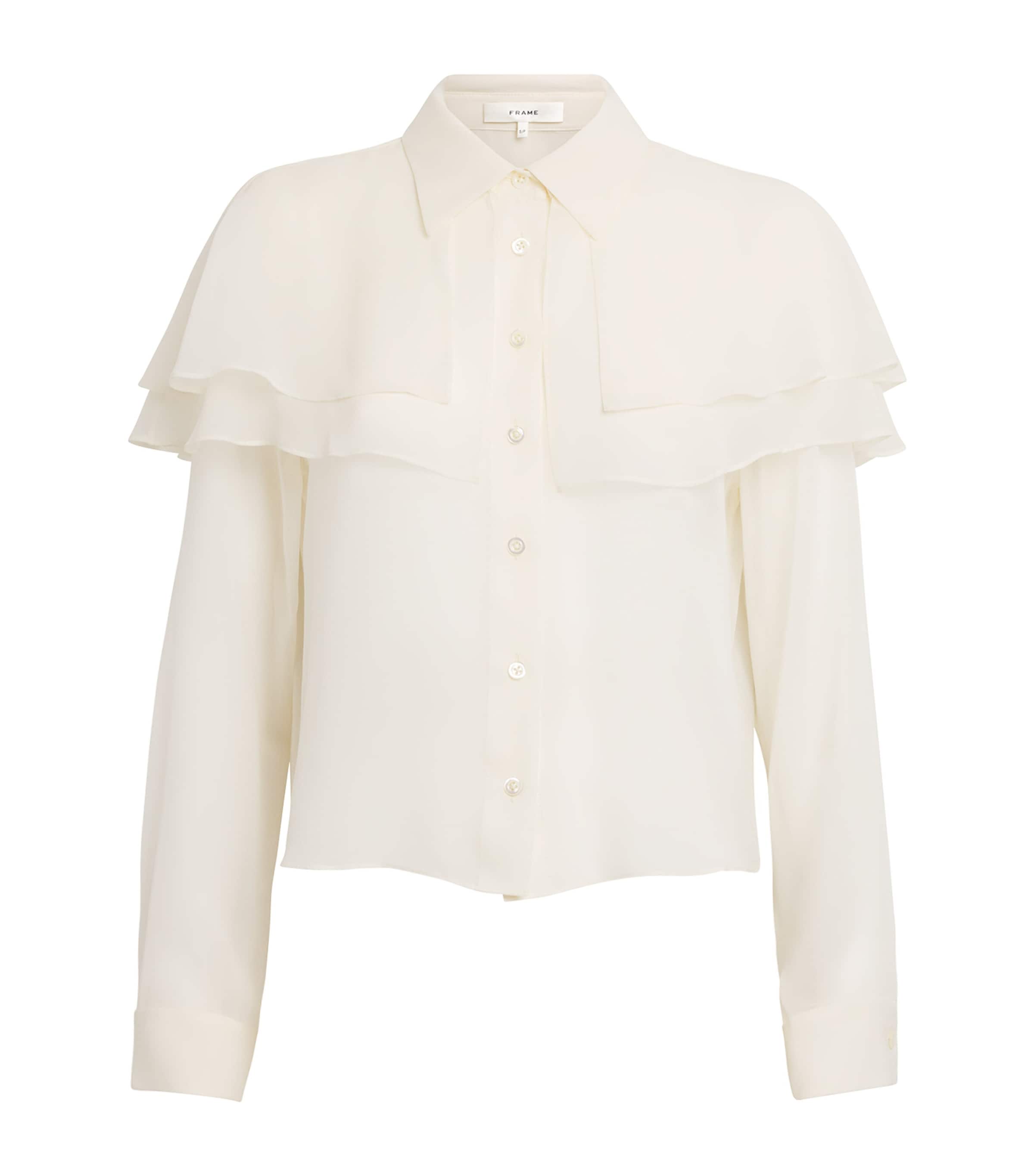Frame Silk Cape Blouse In White