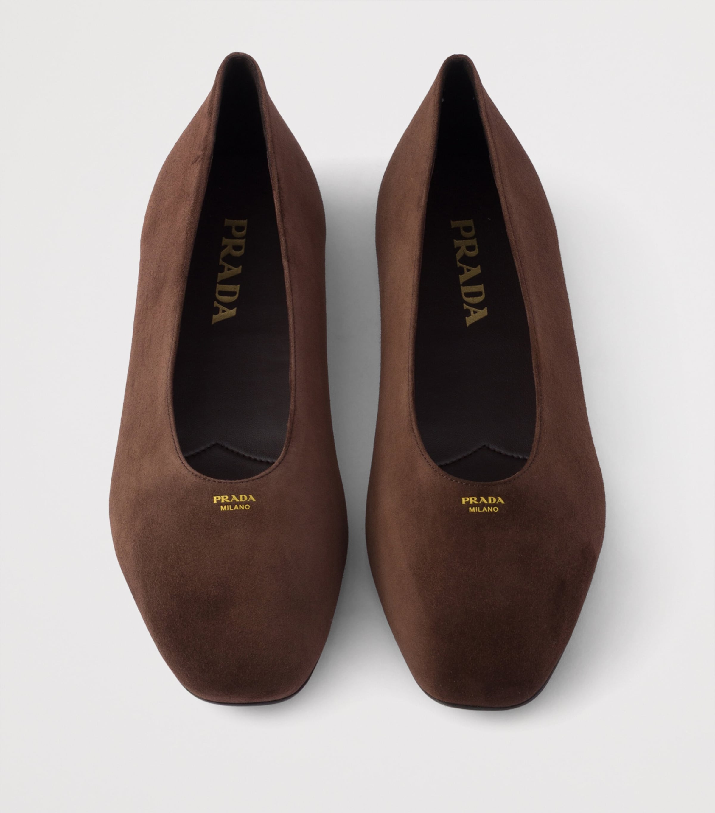 Prada Suede Logo Ballet Flats Brown Image 3