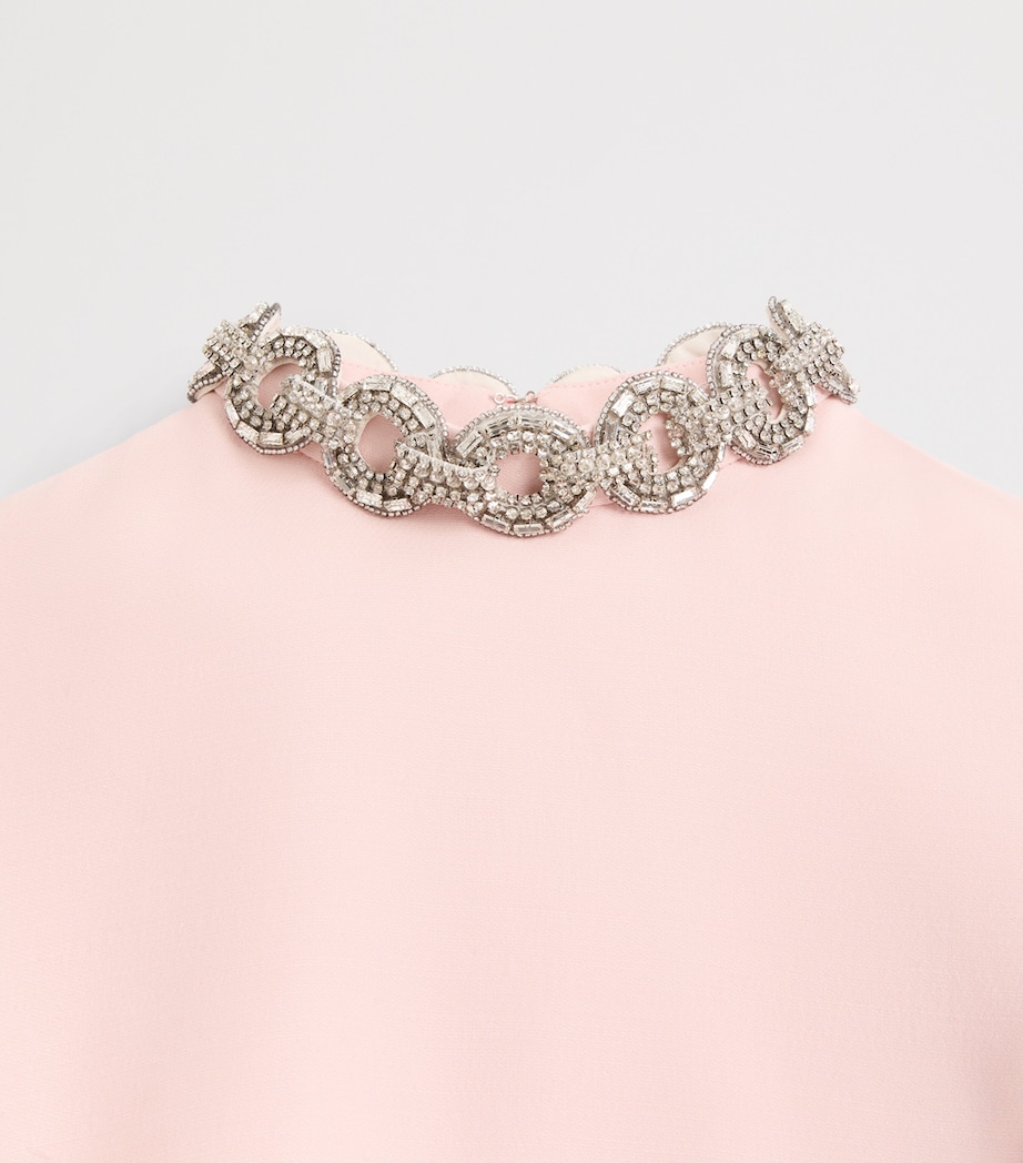 Valentino Womens Wool-Silk Crepe Embellished Midi Dress Image 7