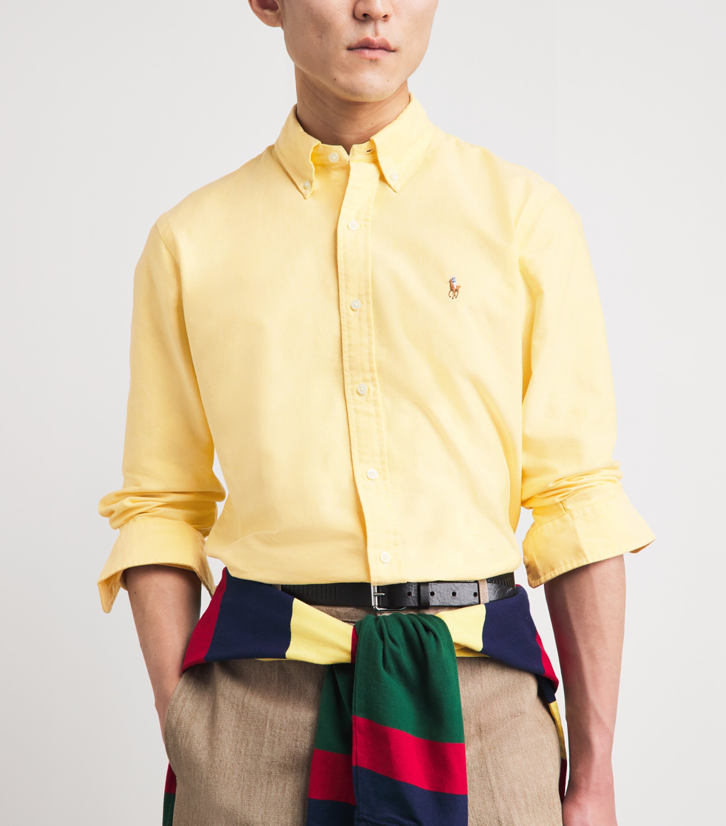 Polo Ralph Lauren Mens Custom Fit Oxford Shirt Yellow Oxford Image 3