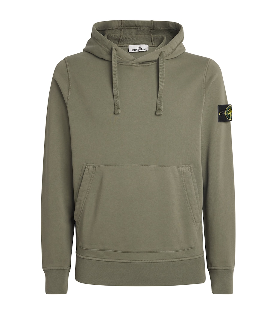 Stone Island Mens Organic Cotton Fleece Hoodie Image 1