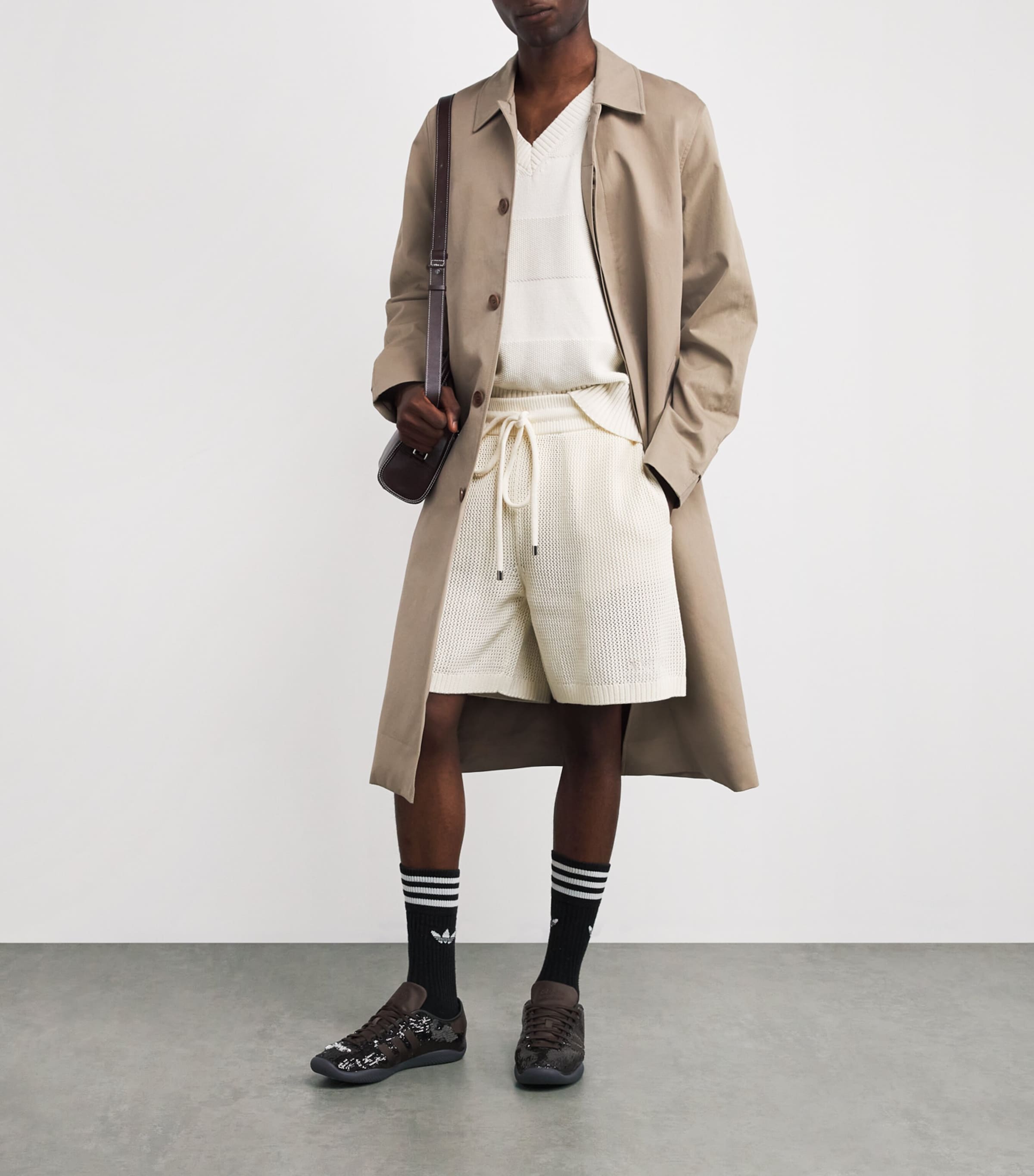 Wales Bonner ロングコート Adidas x Wales Bonner Rvrsbl Mac in Beige/Check Jacquard adidas