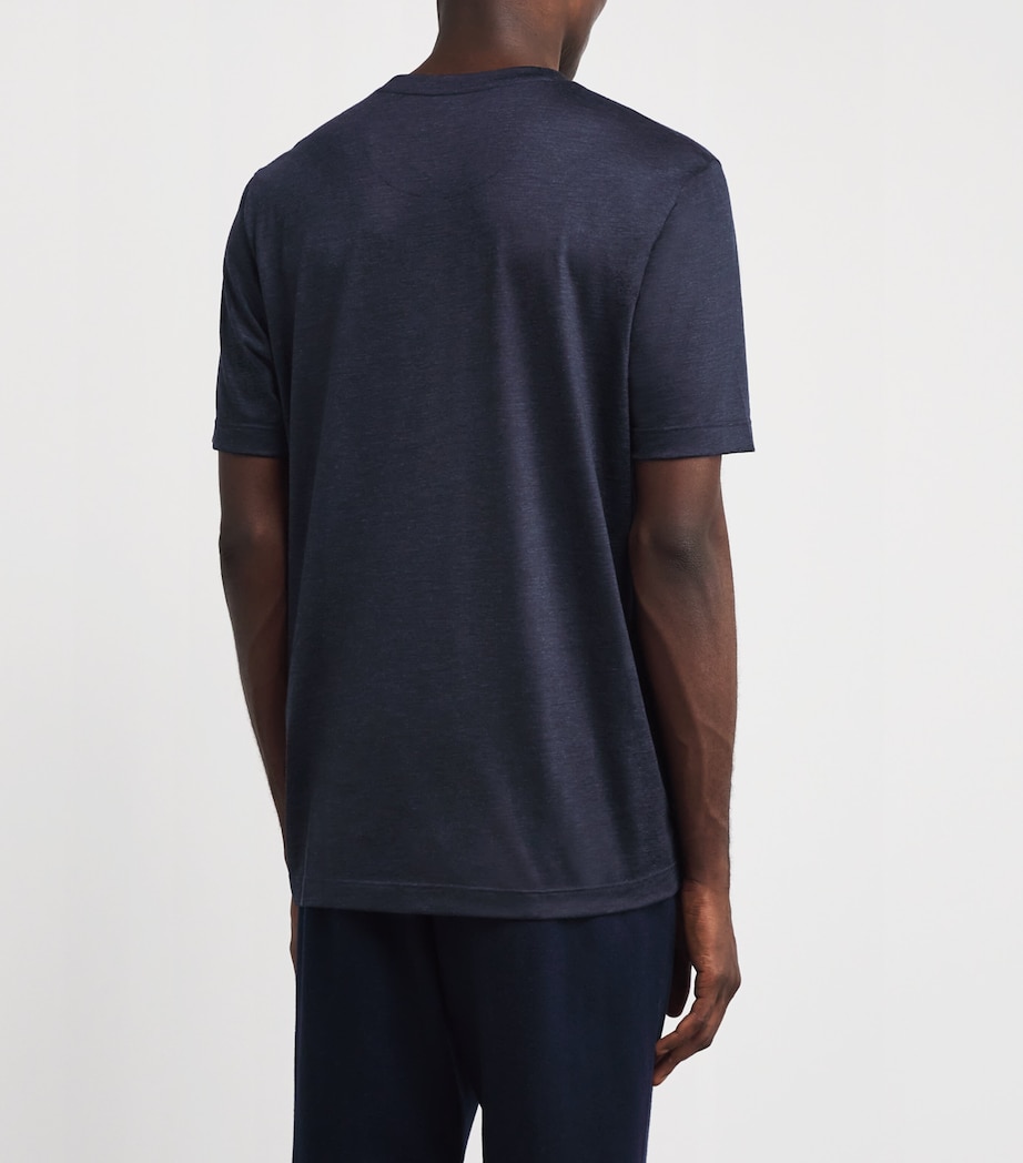 Cotton Half-Sleeve T-Shirt 03 - NAVY Image 4