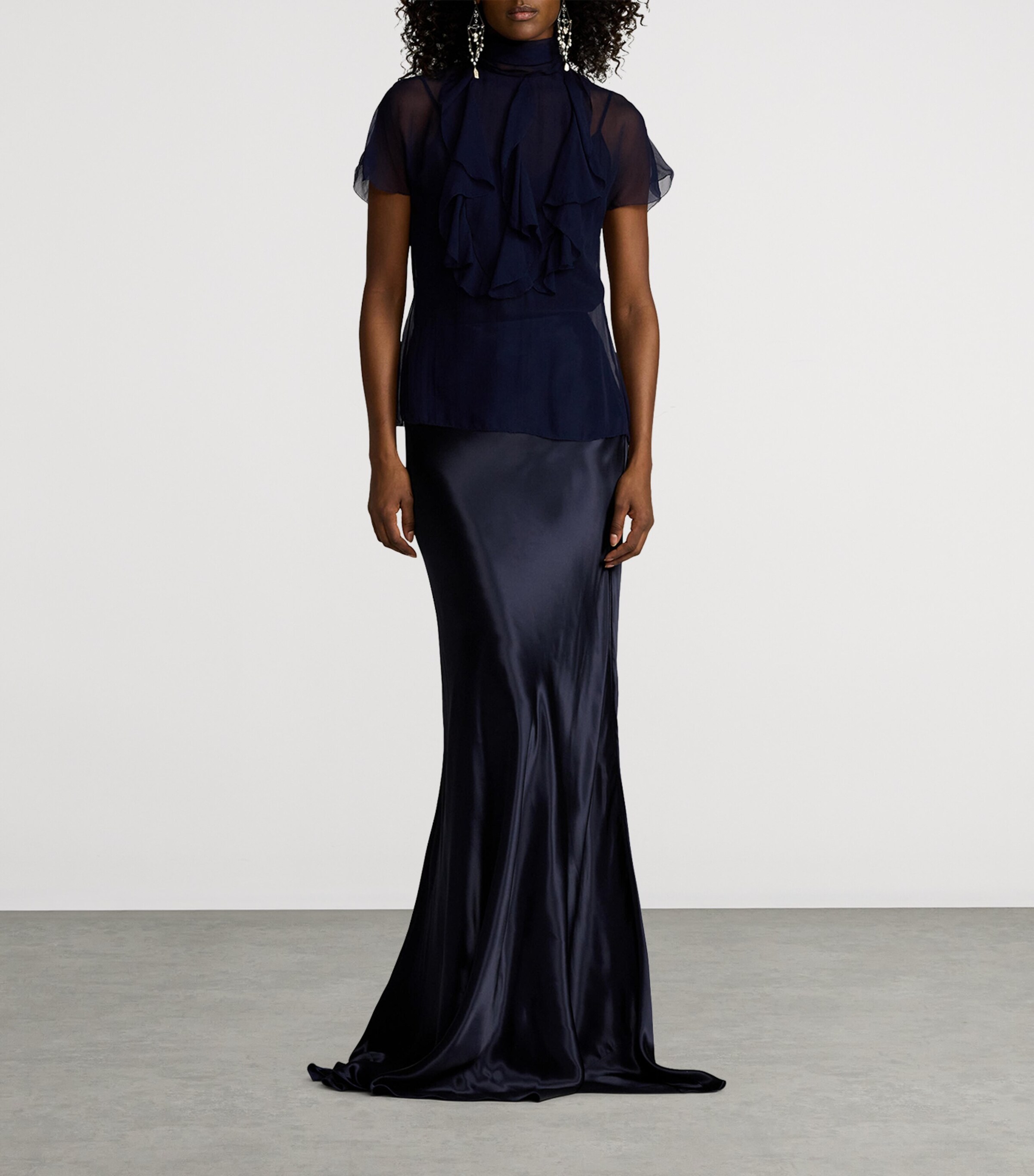 Ralph Lauren Collection Womens Satin Masina Maxi Skirt Lux Navy Image 8